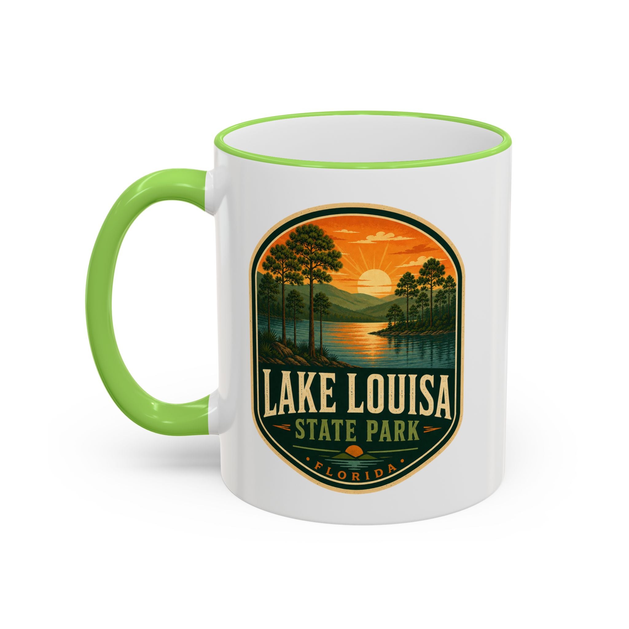 Lake Louisa Sunset Mug — Accent Rim & Handle 11oz/15oz