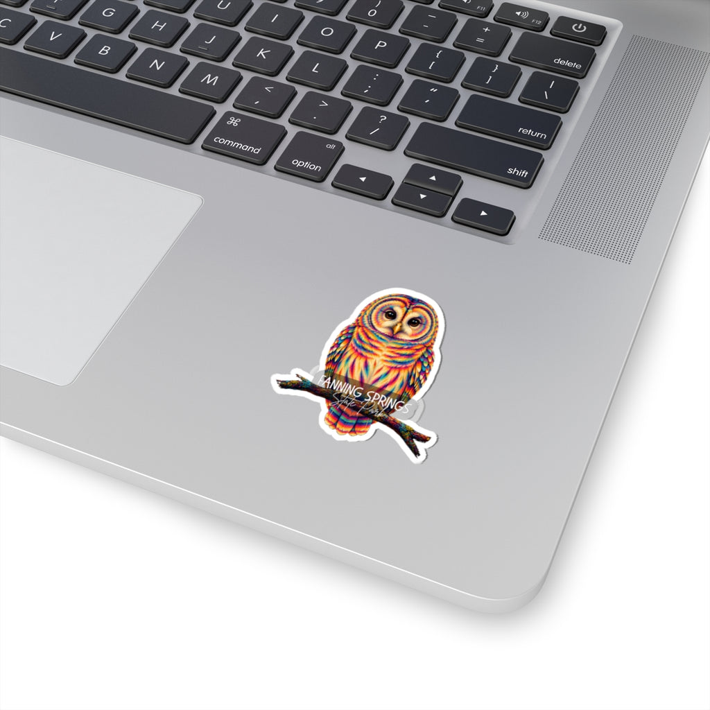 Rainbow Barred Owl Kiss-Cut Sticker