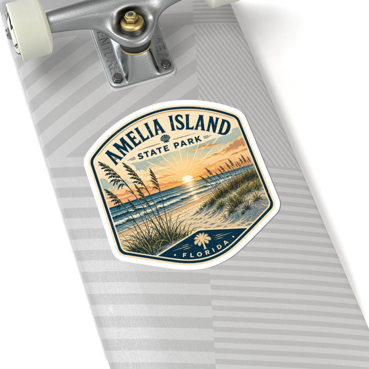 Amelia Island State Park Sunset Sticker — Vintage Beach Kiss-Cut Decal