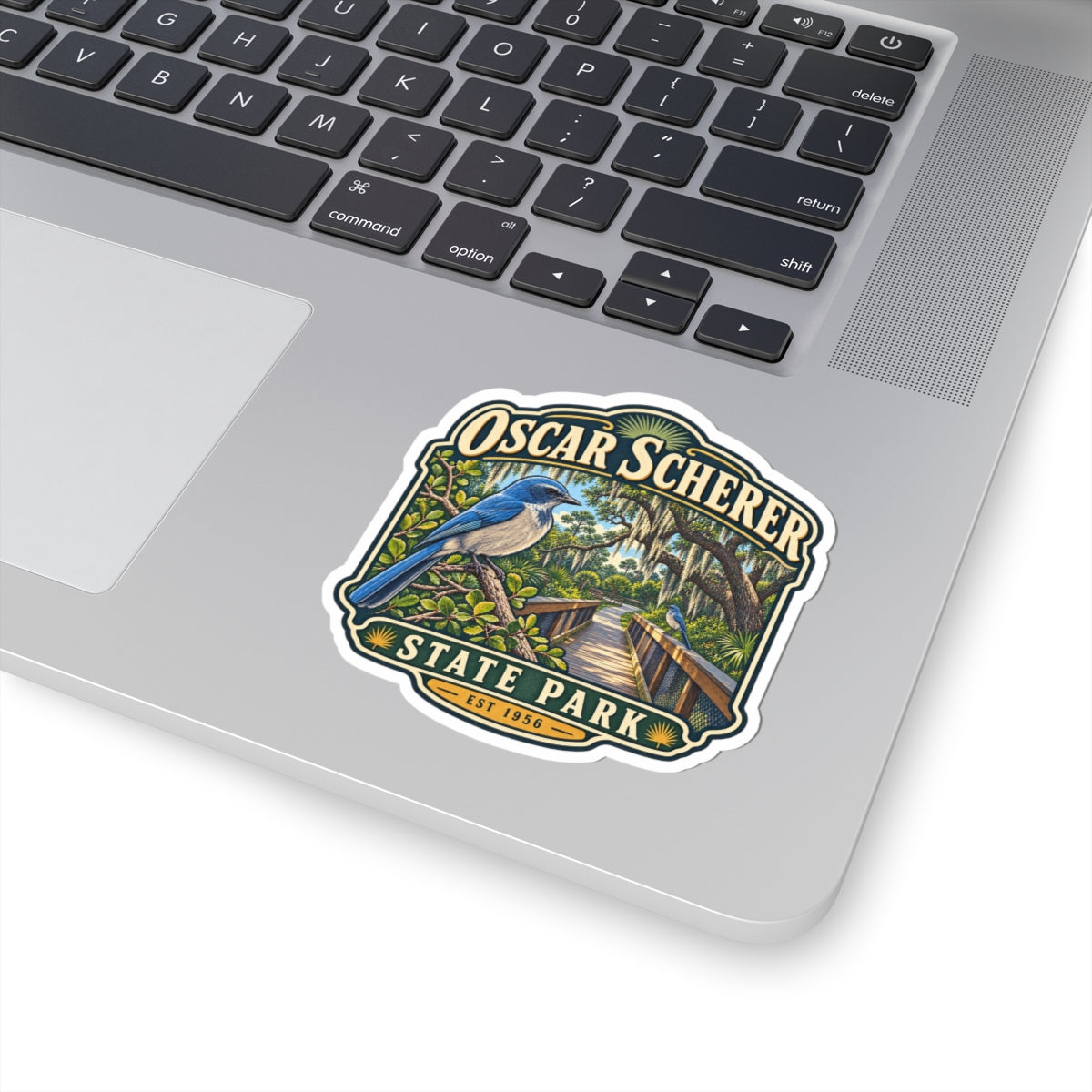 Oscar Scherer State Park Sticker — Scrub Jay & Boardwalk Nature Decal