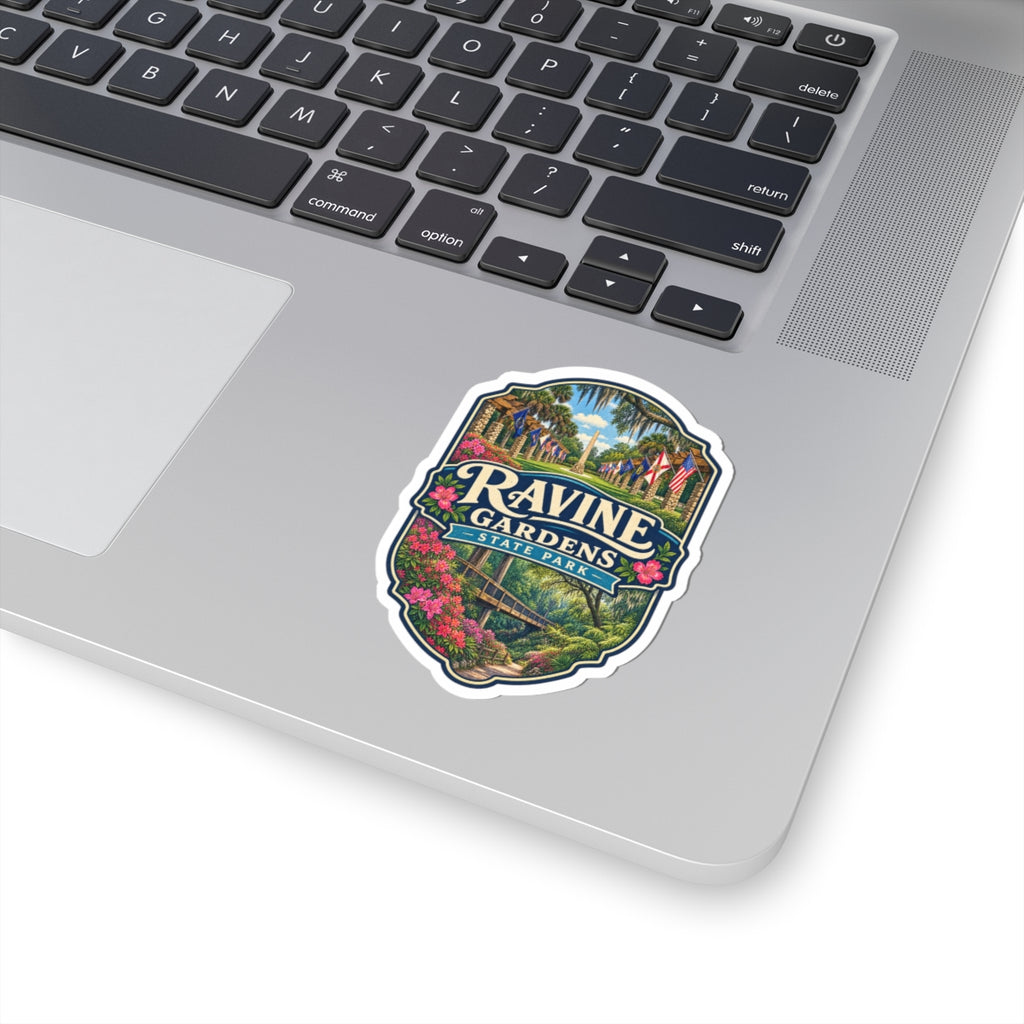Ravine Gardens State Park Kiss-Cut Sticker — Vintage Scenic Park Badge