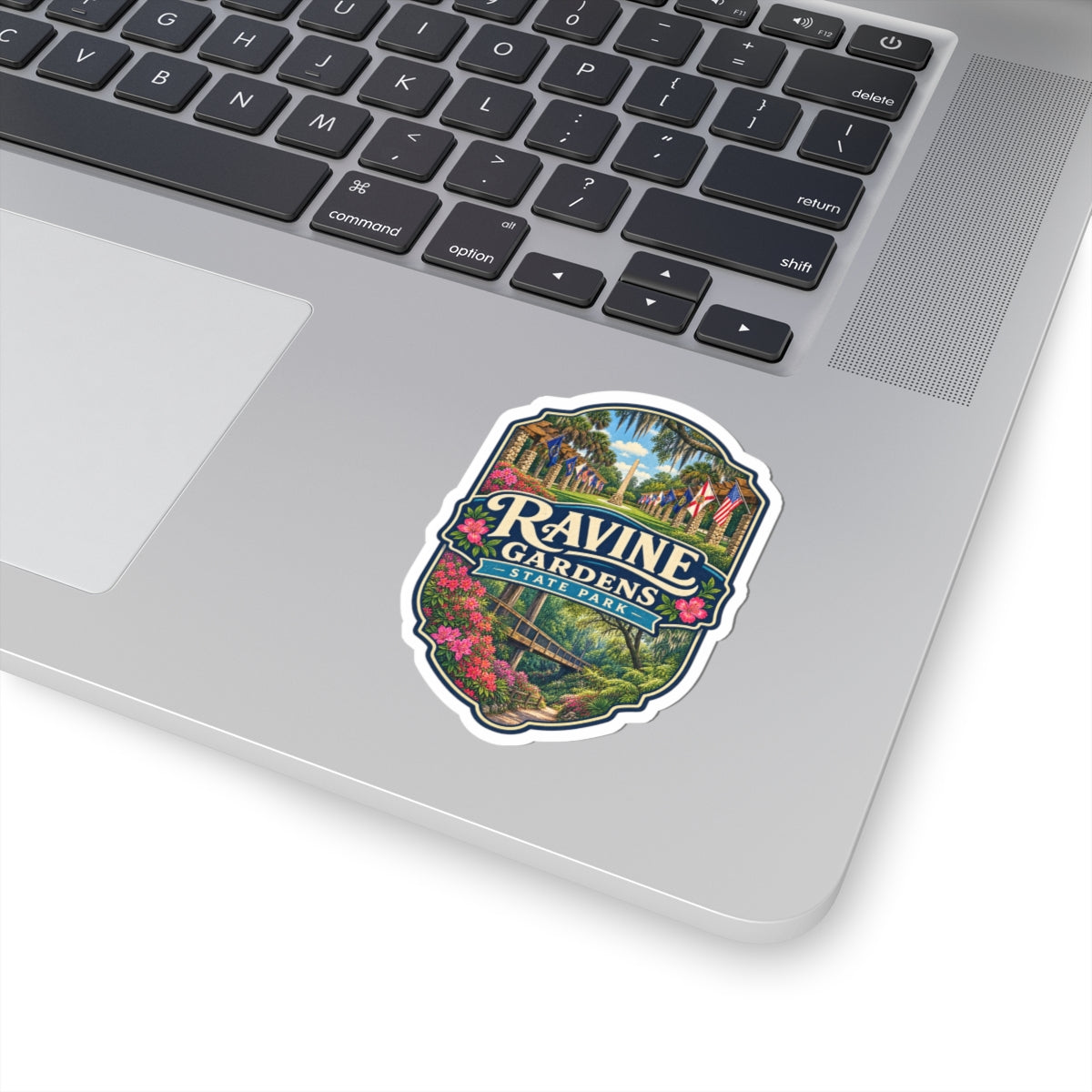 Ravine Gardens State Park Kiss-Cut Sticker — Vintage Scenic Park Badge