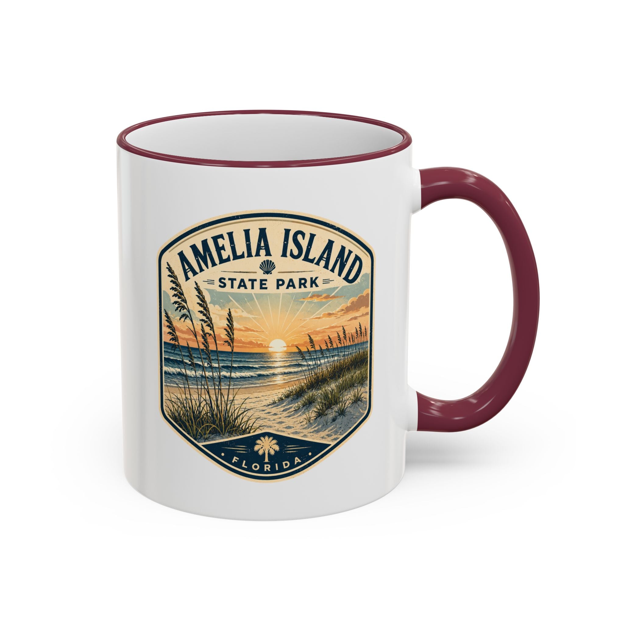 Amelia Island Vintage Mug — Accent Rim & Handle 11oz/15oz