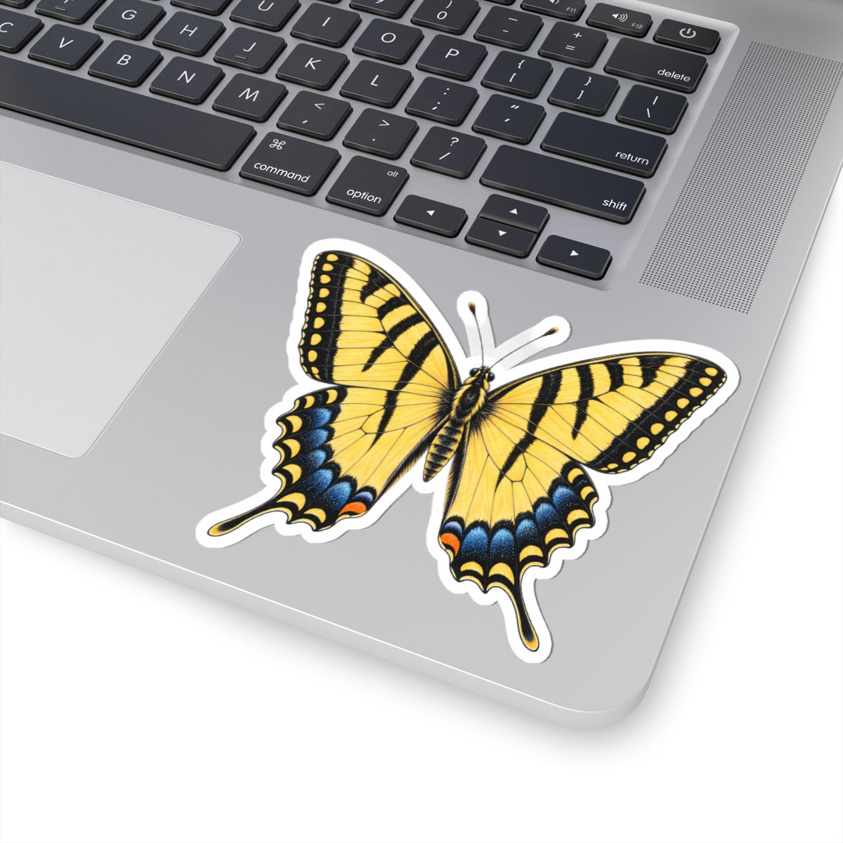 Eastern Tiger Swallowtail Butterfly Sticker — Yellow Kiss-Cut Vinyl Decal for Laptops & Journals