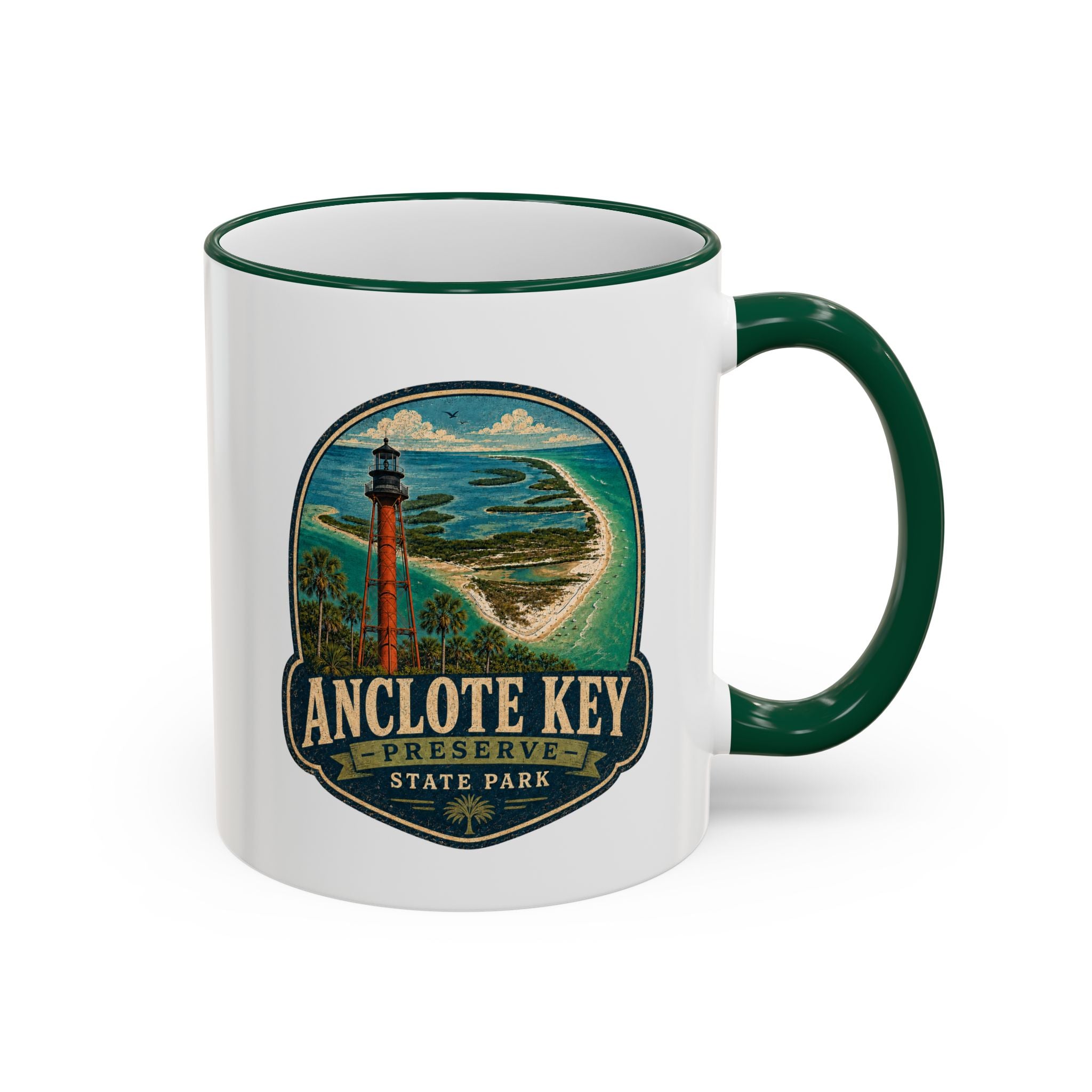 Anclote Key Vintage Mug — Accent Rim & Handle 11oz/15oz