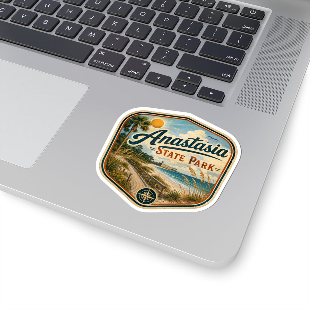 Anastasia State Park Sticker — Vintage Beach Patch Kiss-Cut