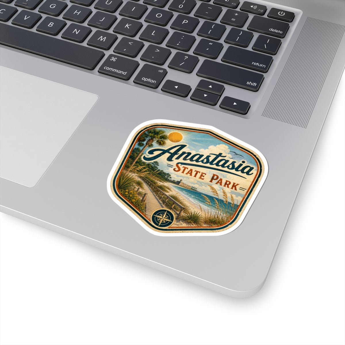 Anastasia State Park Sticker — Vintage Beach Patch Kiss-Cut