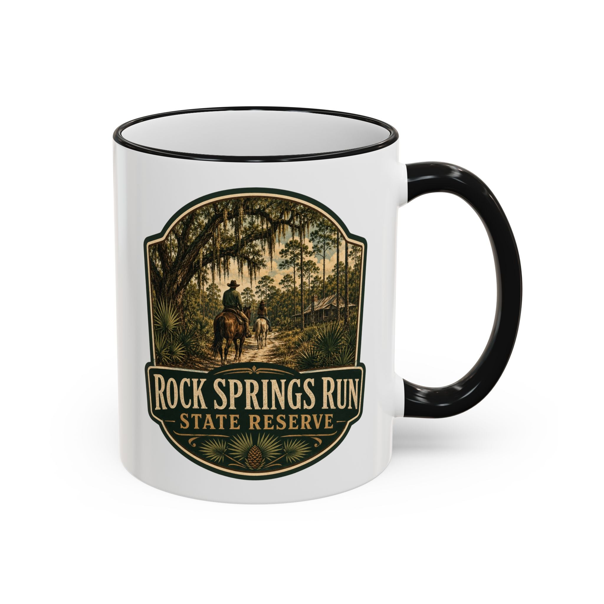 Rock Springs Run Vintage Mug — Accent Rim & Handle 11oz/15oz