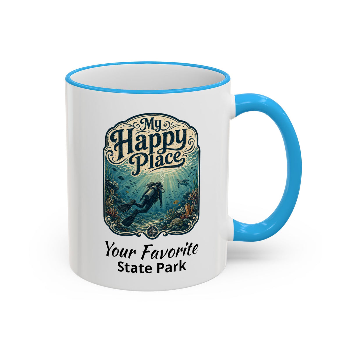 CUSTOMIZABLE Scuba Ocean Accent Rim & Handle 11oz/15oz