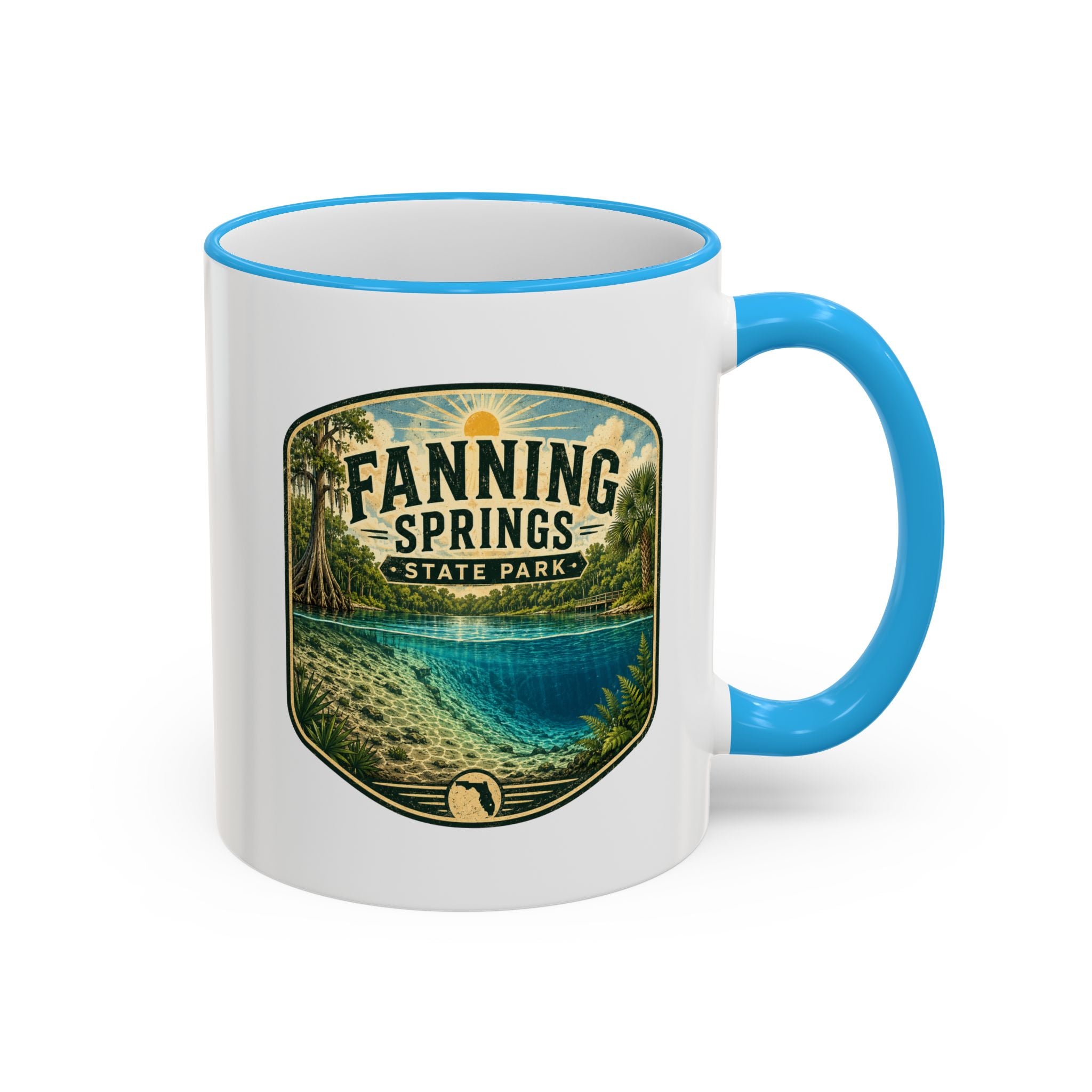 Fanning Springs Vintage Mug — Accent Rim & Handle 11oz/15oz