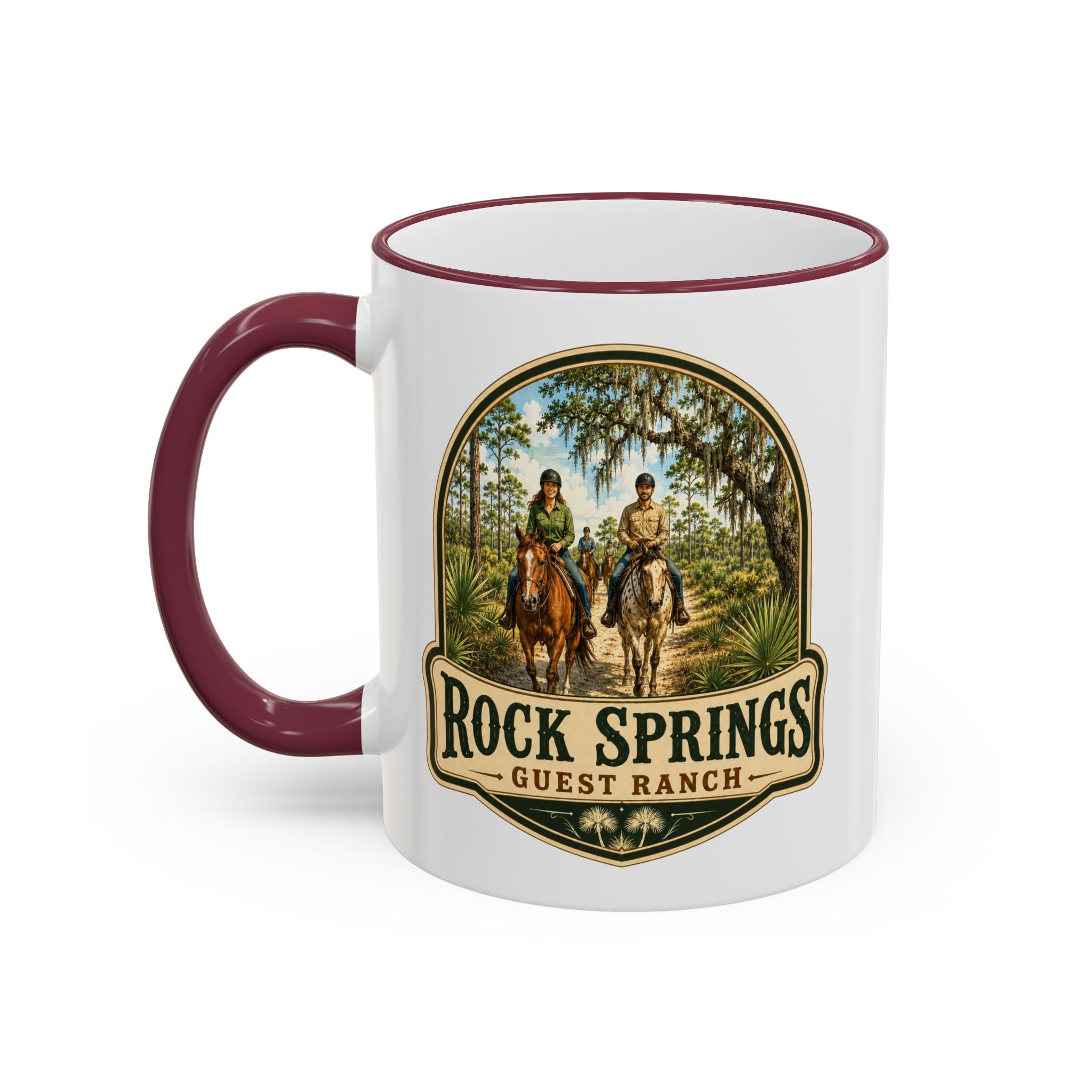 Rock Springs Guest Ranch Vintage Mug — Accent Rim & Handle 11oz/15oz