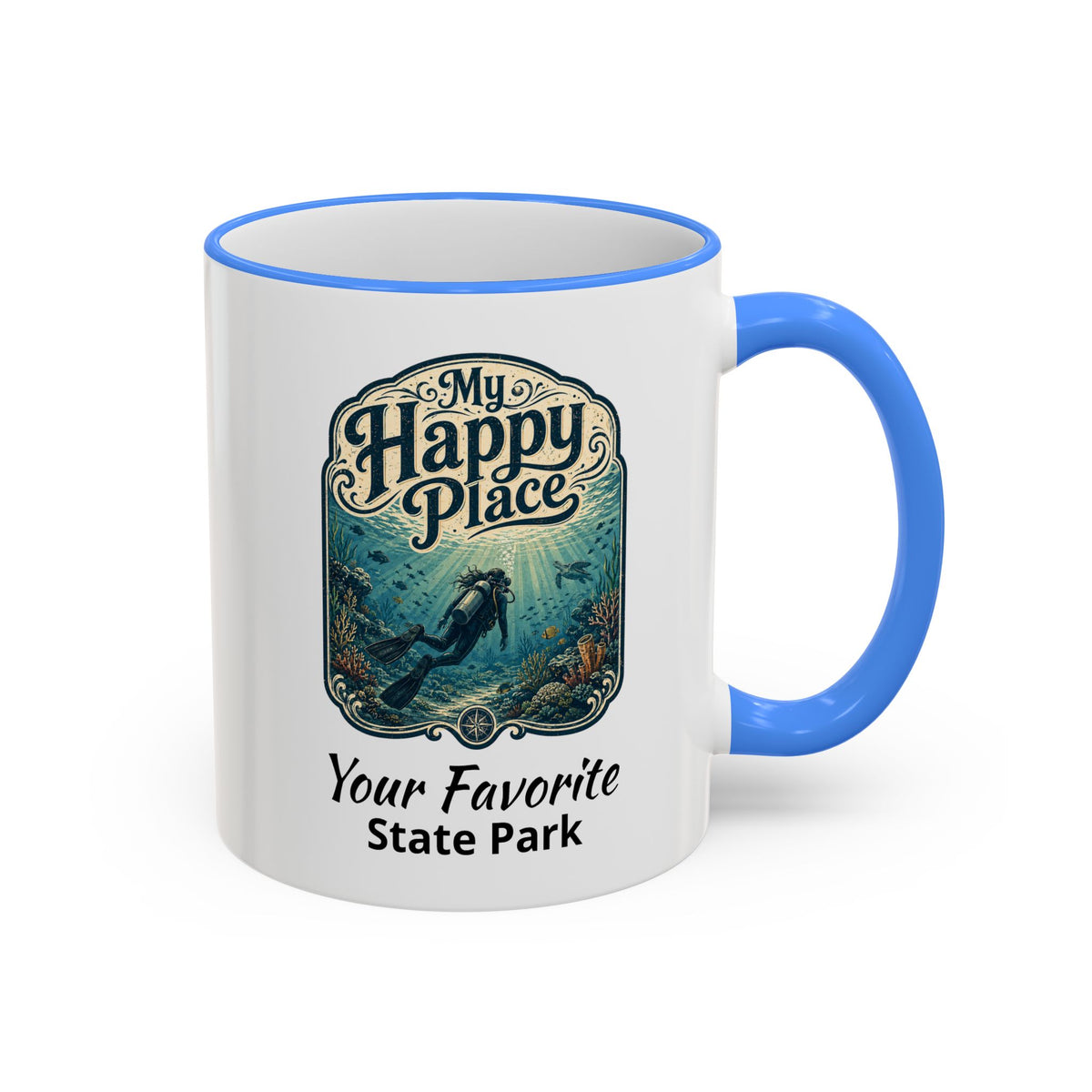 CUSTOMIZABLE Scuba Ocean Accent Rim & Handle 11oz/15oz
