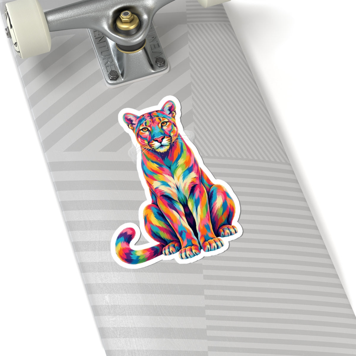Rainbow Florida Panther Kiss-Cut Sticker — Vibrant Colorful Laptop Decal