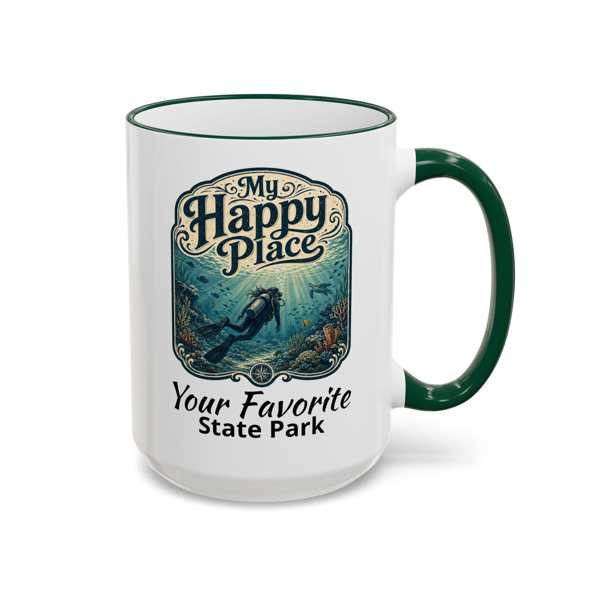 CUSTOMIZABLE Scuba Ocean Accent Rim & Handle 11oz/15oz