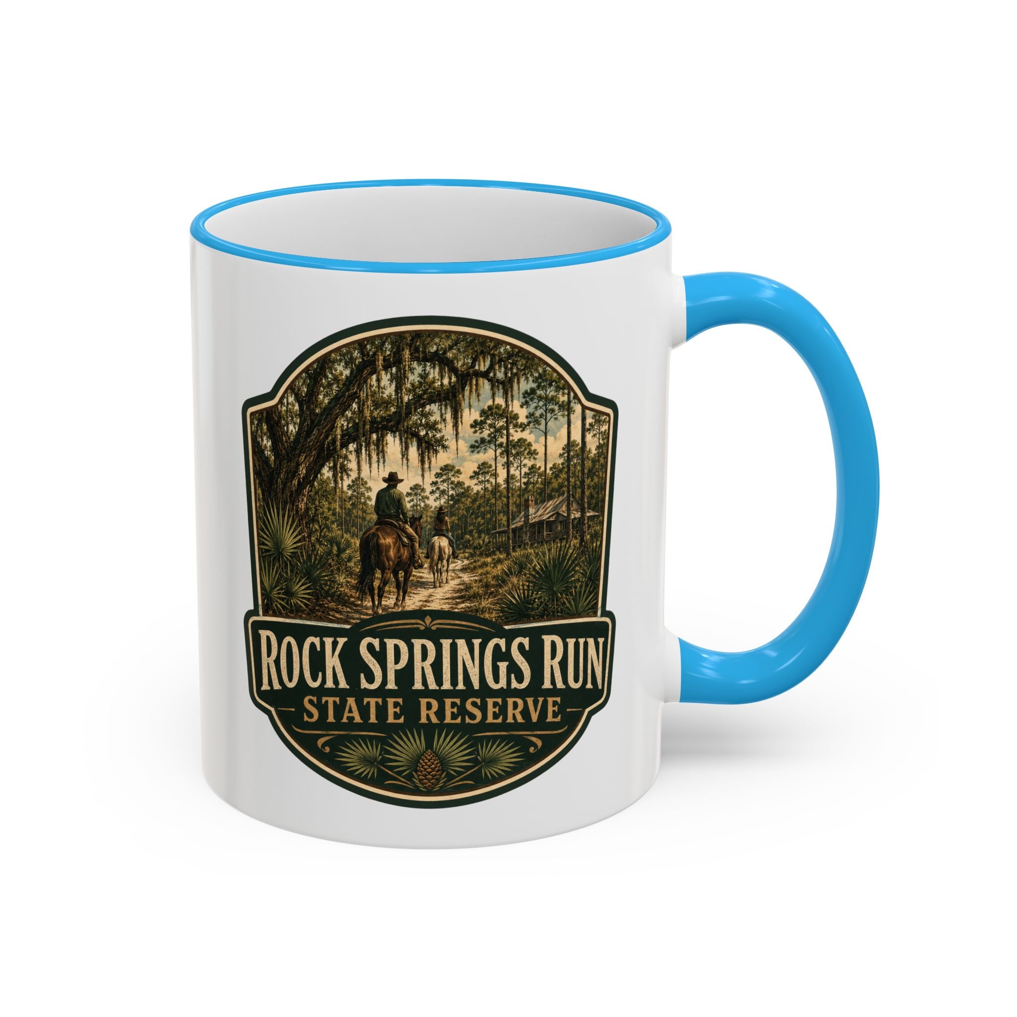Rock Springs Run Vintage Mug — Accent Rim & Handle 11oz/15oz