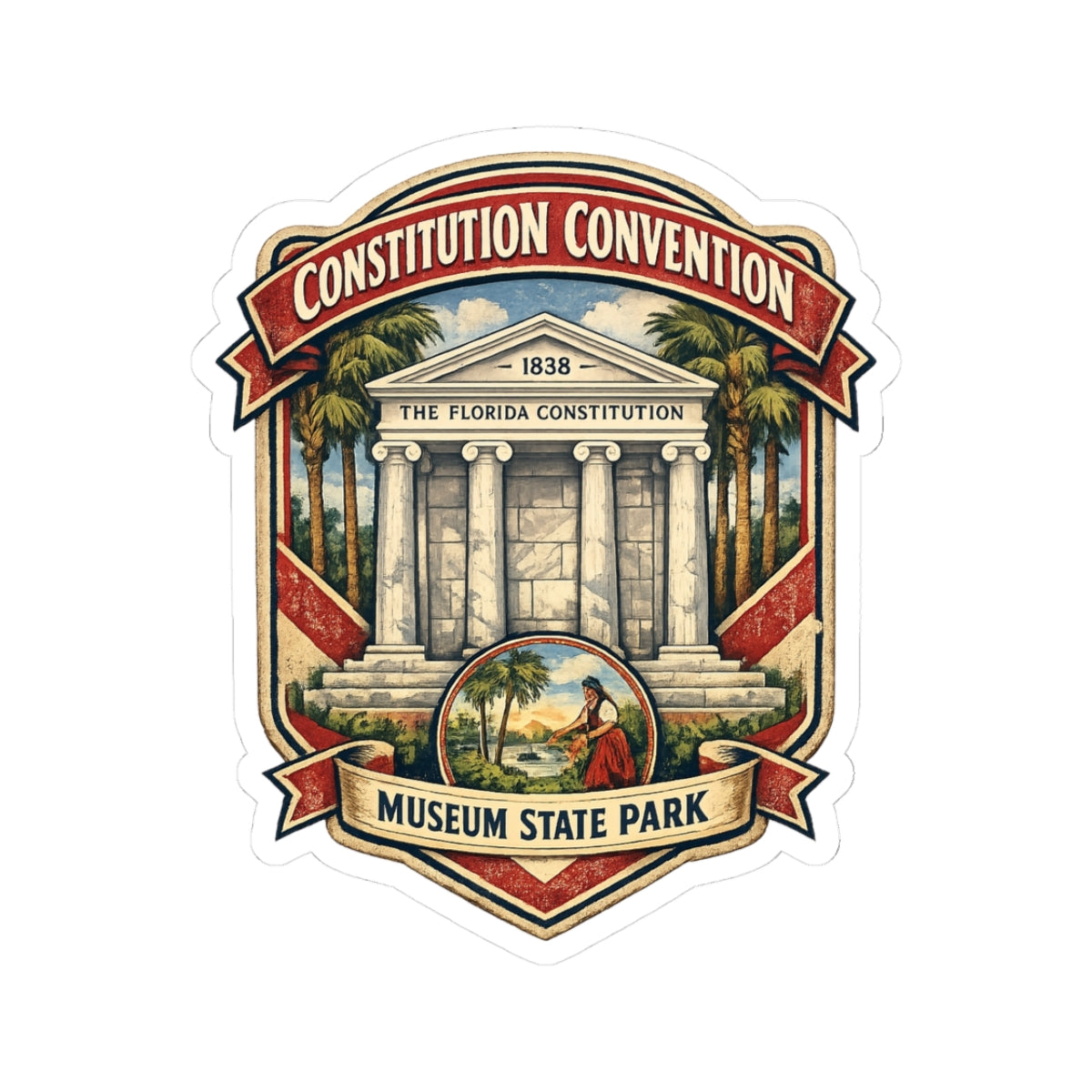 Constitution Convention Museum State Park Sticker – Vintage Florida Landmark Kiss-Cut Sticker