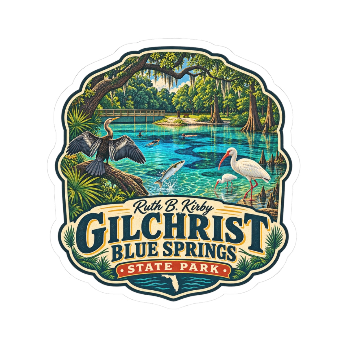 Gilchrist Blue Springs State Park Sticker — Vintage Nature Park Decal