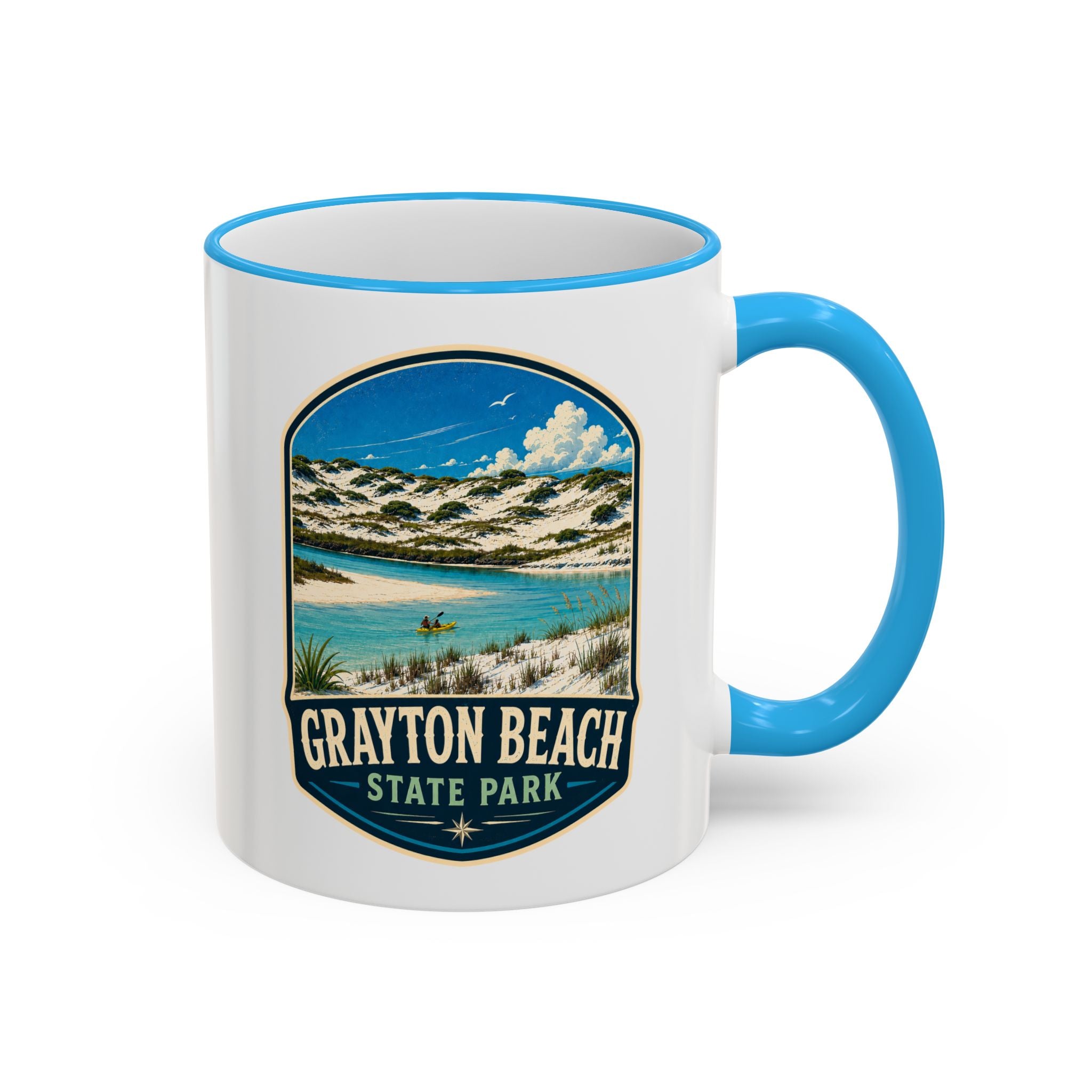 Grayton Beach Vintage Mug — Accent Rim & Handle 11oz/15oz