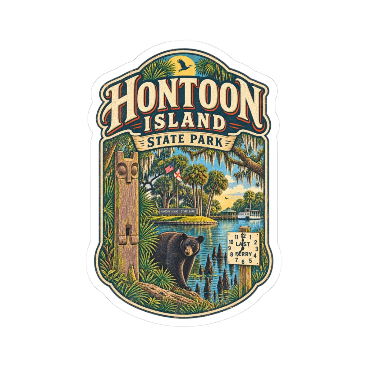 Hontoon Island State Park Sticker — Vintage National Park Bear Decal