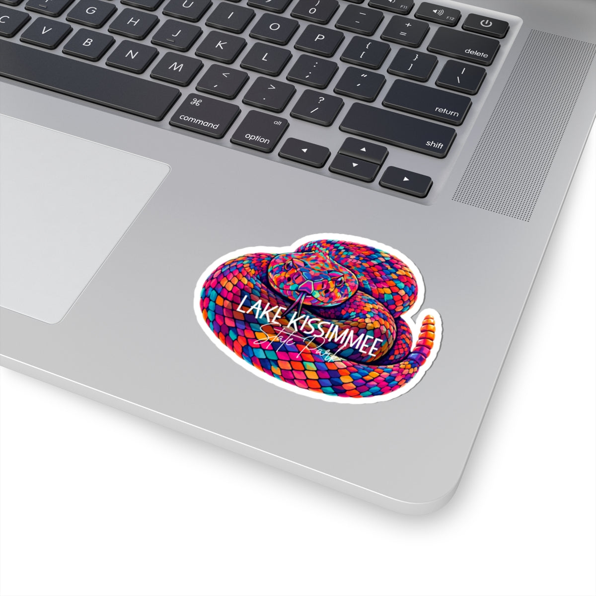 Lake Kissimmee Rattlesnake Sticker — Colorful Coiled Snake Kiss-Cut Decal