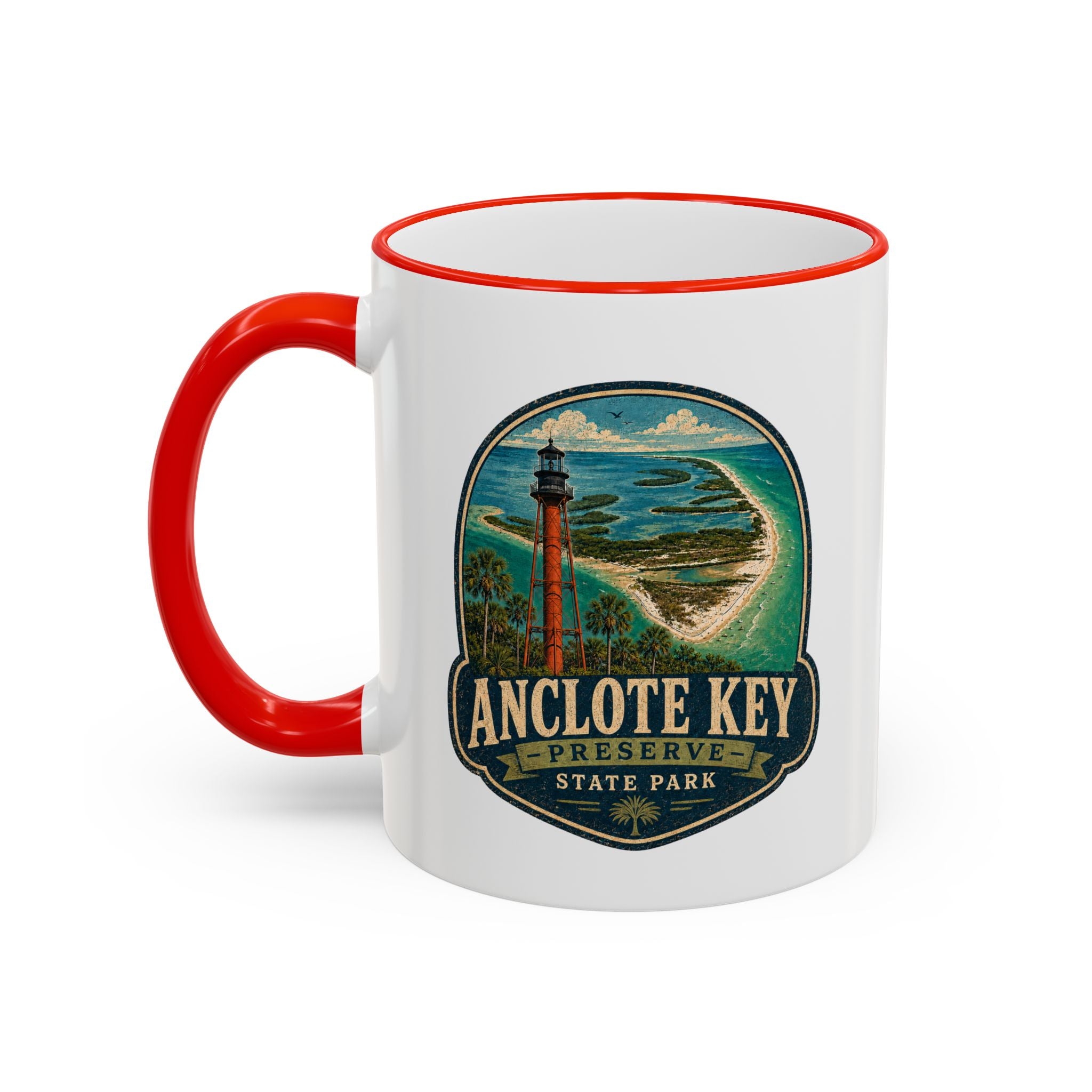 Anclote Key Vintage Mug — Accent Rim & Handle 11oz/15oz