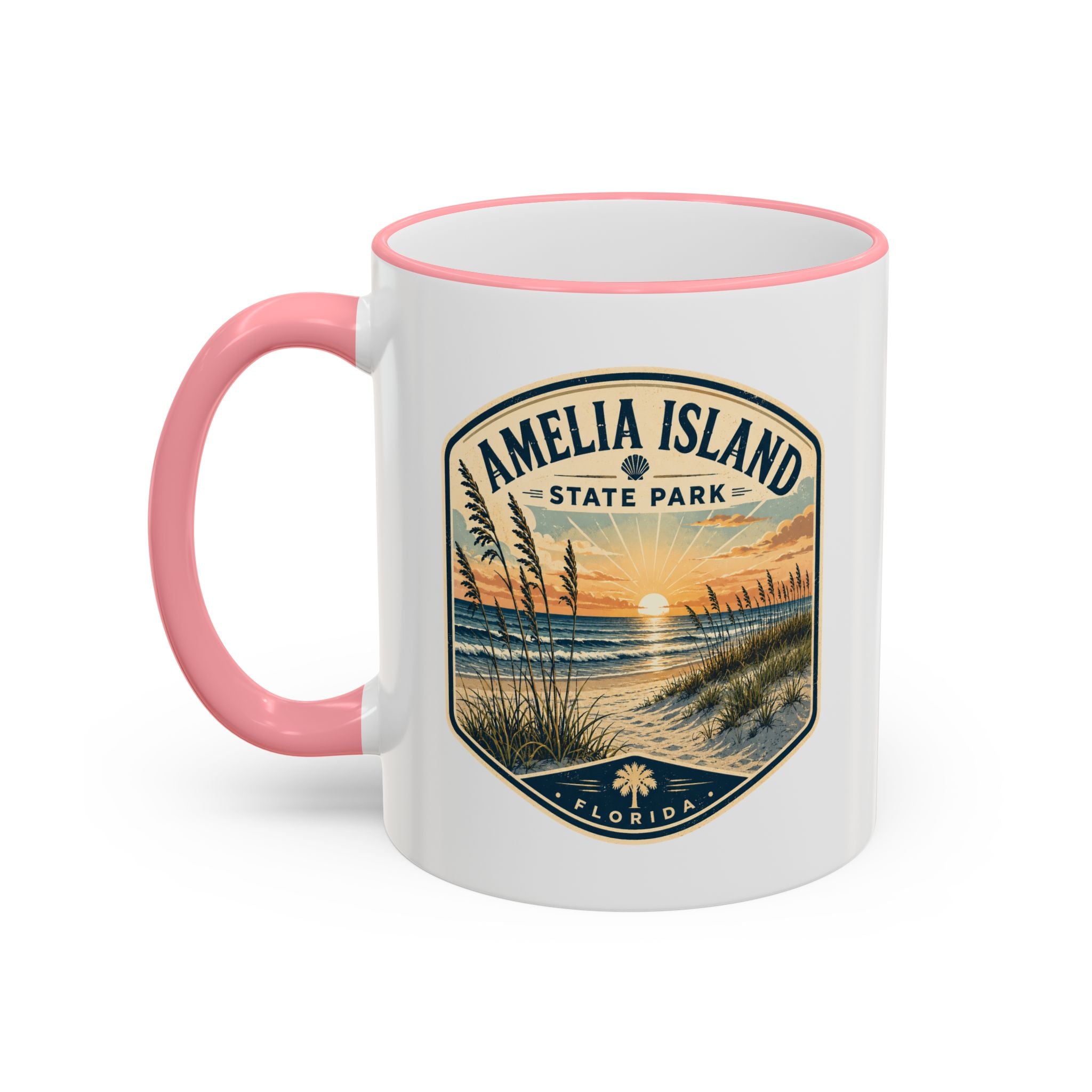 Amelia Island Vintage Mug — Accent Rim & Handle 11oz/15oz