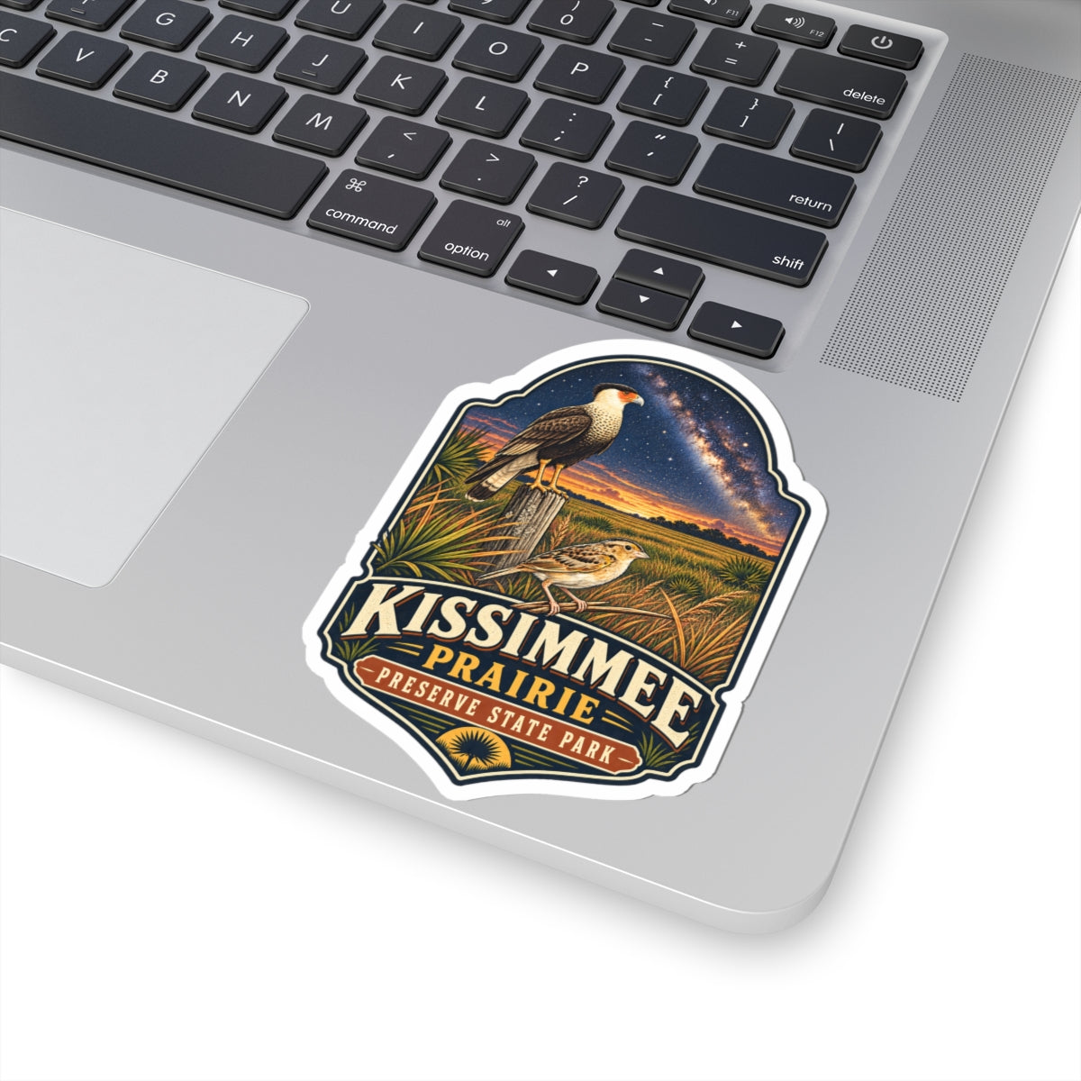 Kissimmee Prairie State Park Scenic Sticker — Vintage Wildlife & Night Sky