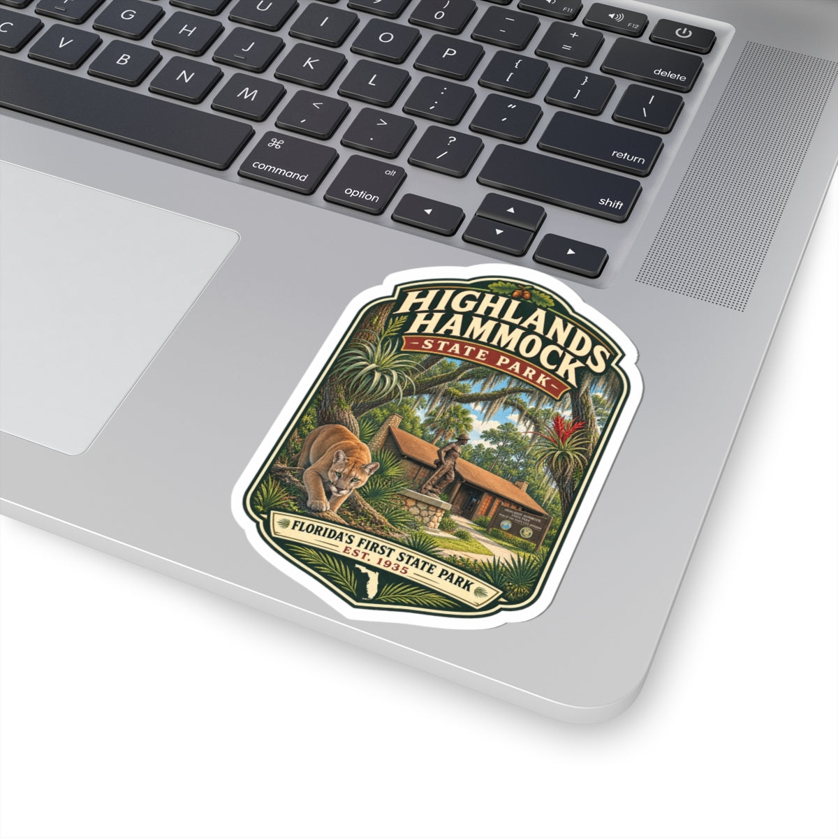 Highlands Hammock State Park Sticker — Retro Florida Park Badge ("Florida’s First State Park")