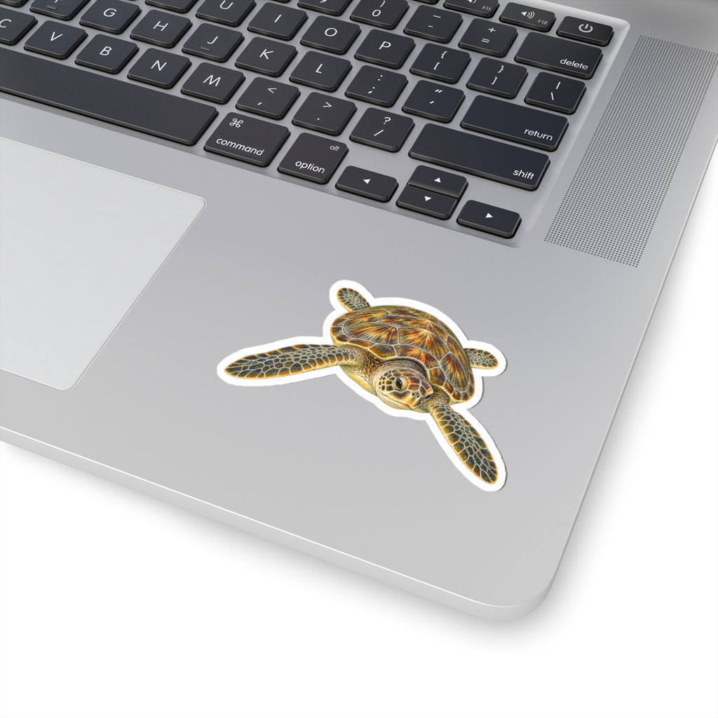 Green Sea Turtle Kiss-Cut Sticker — Realistic Ocean Wildlife Decal