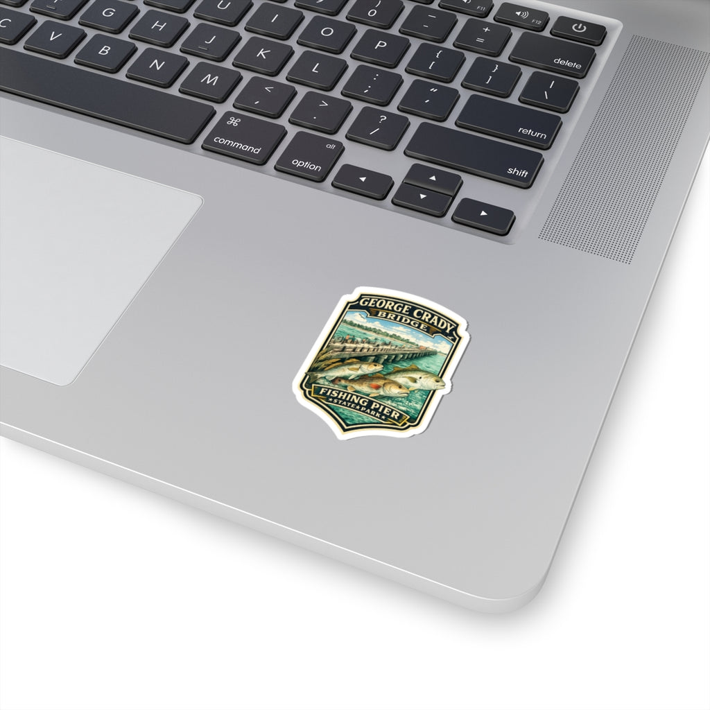 George Crady Bridge Fishing Pier Sticker — Vintage State Park Kiss-Cut Decal
