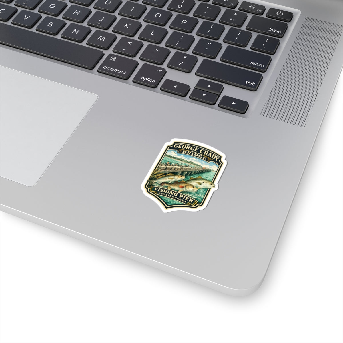 George Crady Bridge Fishing Pier Sticker — Vintage State Park Kiss-Cut Decal