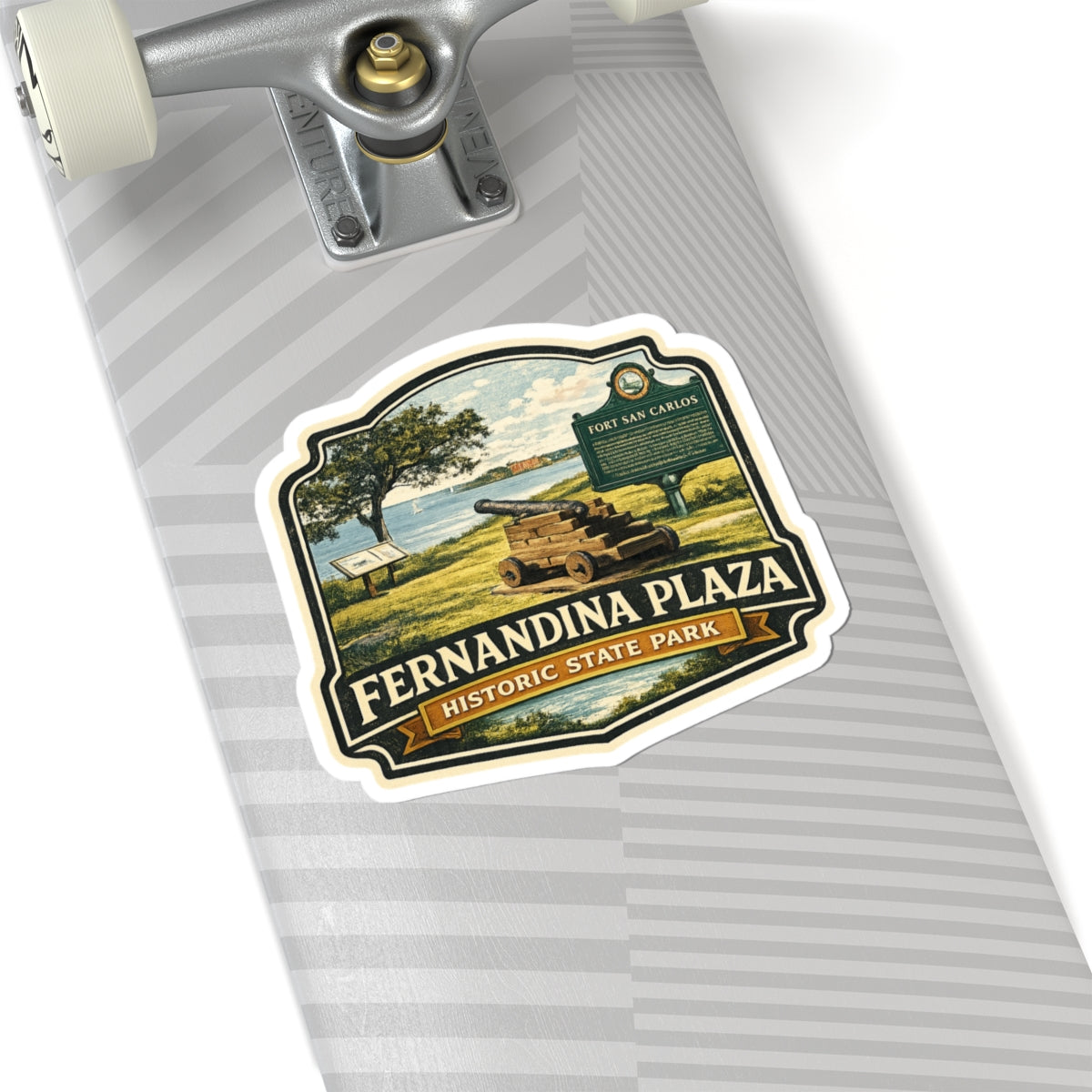 Fernandina Plaza Historic State Park Sticker — Vintage Cannon Travel Decal