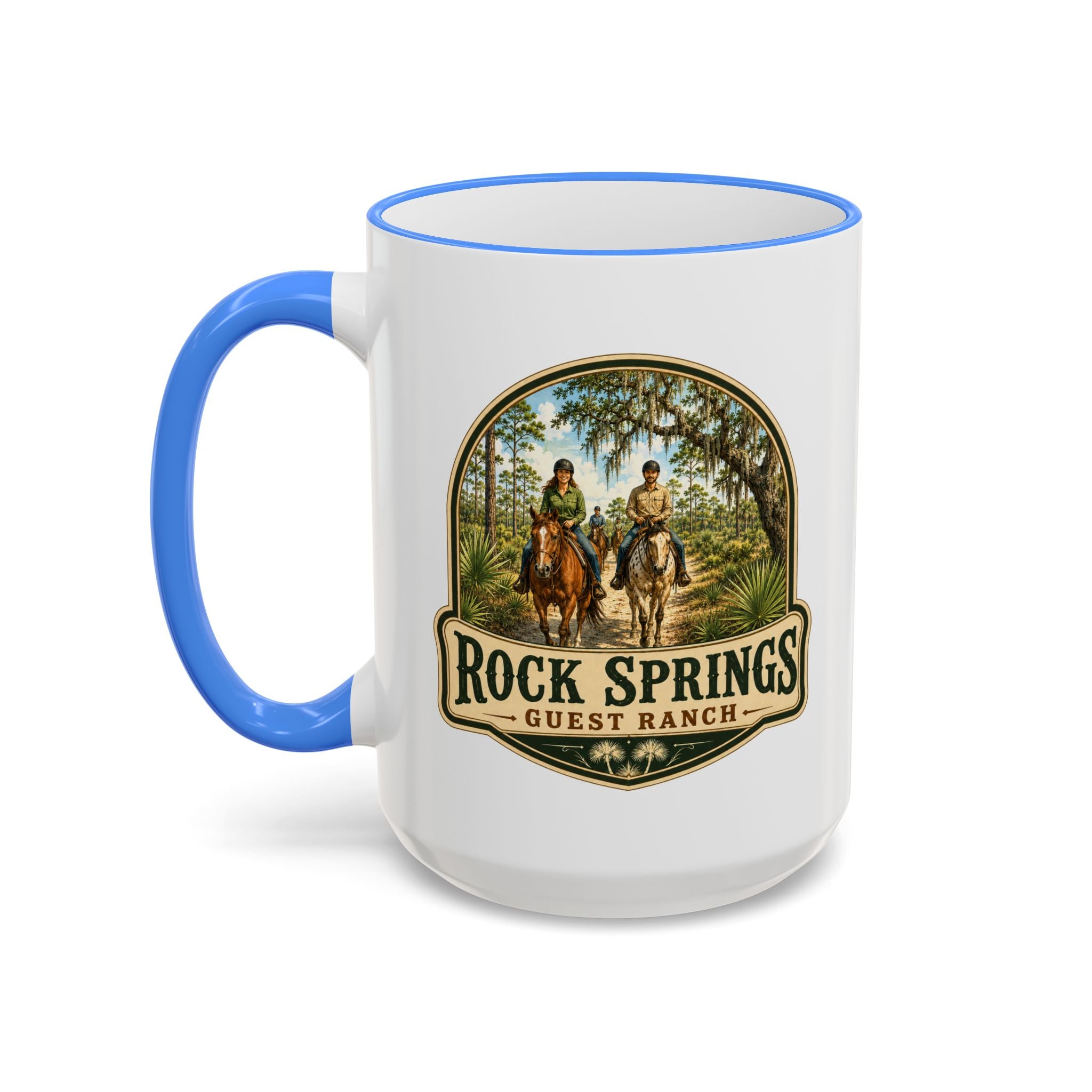 Rock Springs Guest Ranch Vintage Mug — Accent Rim & Handle 11oz/15oz