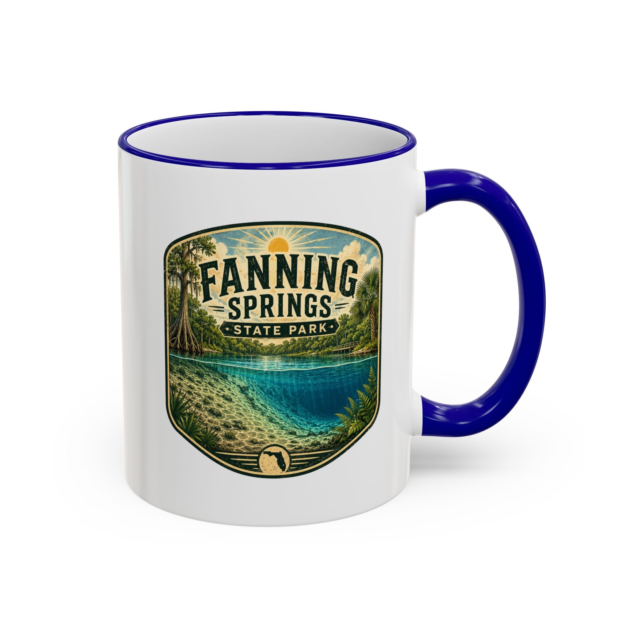 Fanning Springs Vintage Mug — Accent Rim & Handle 11oz/15oz