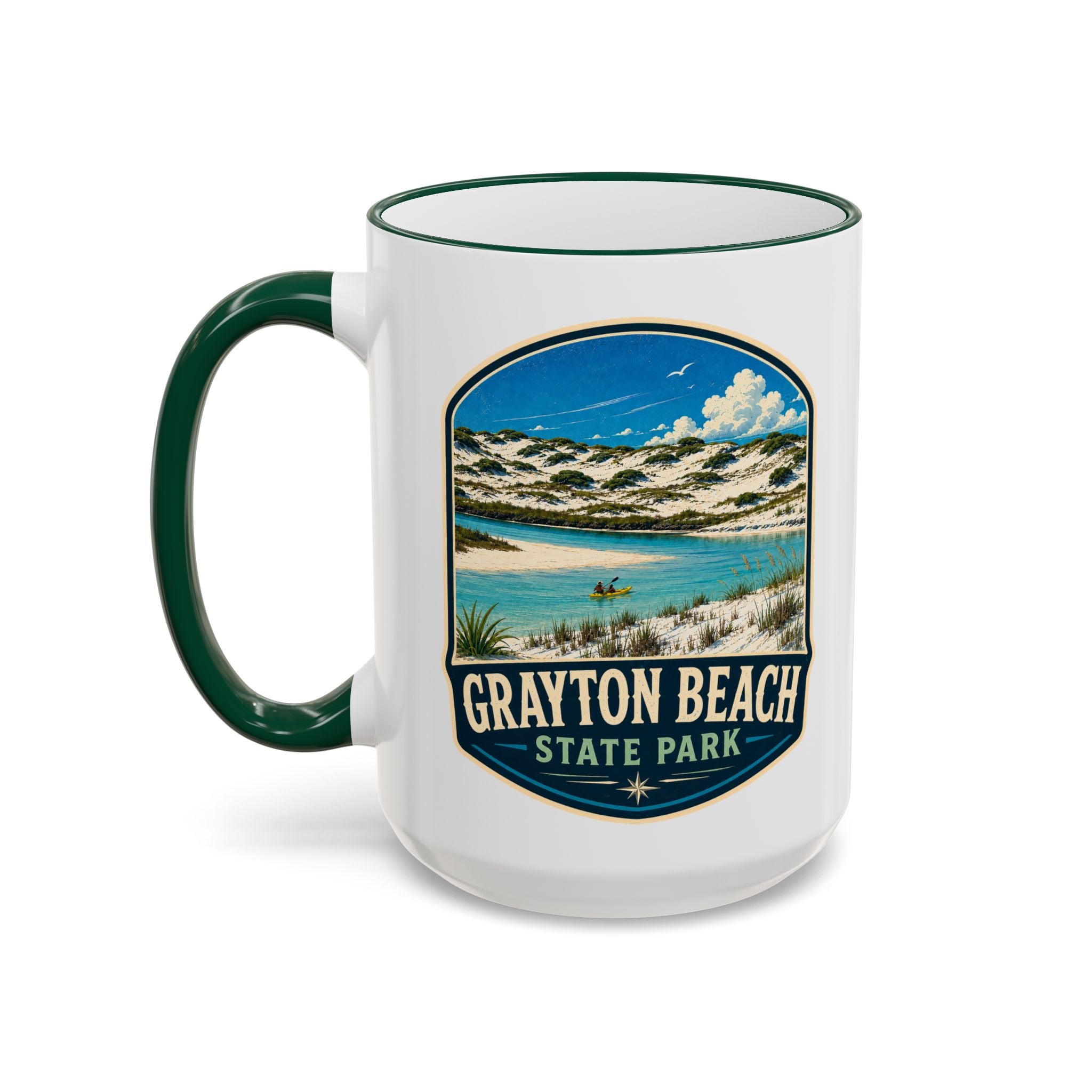 Grayton Beach Vintage Mug — Accent Rim & Handle 11oz/15oz