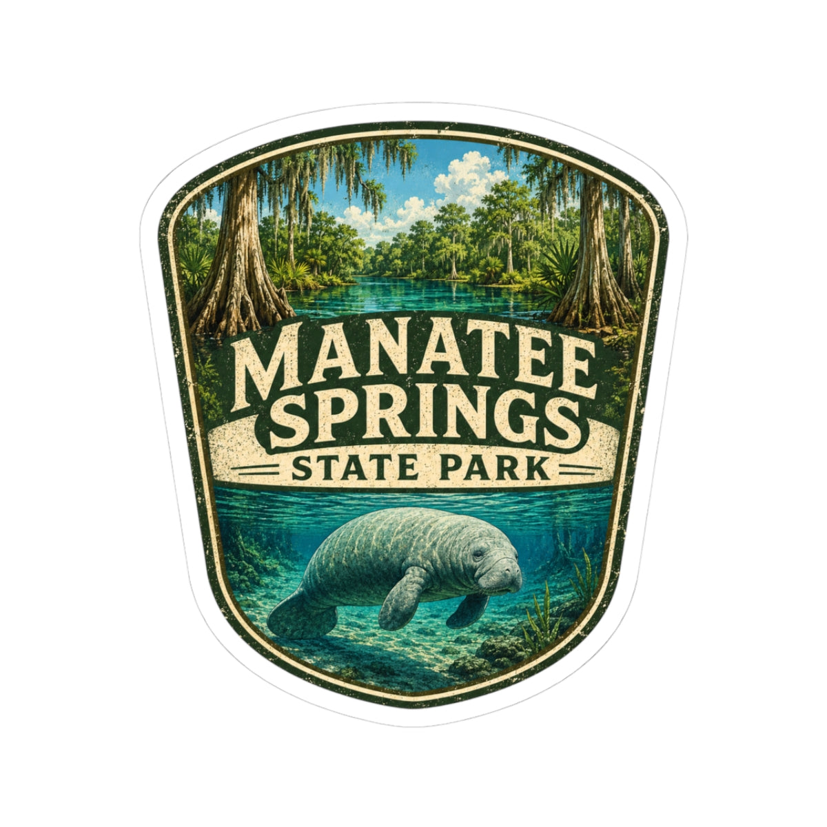 Manatee Springs State Park Sticker - Vintage Manatee Nature Decal