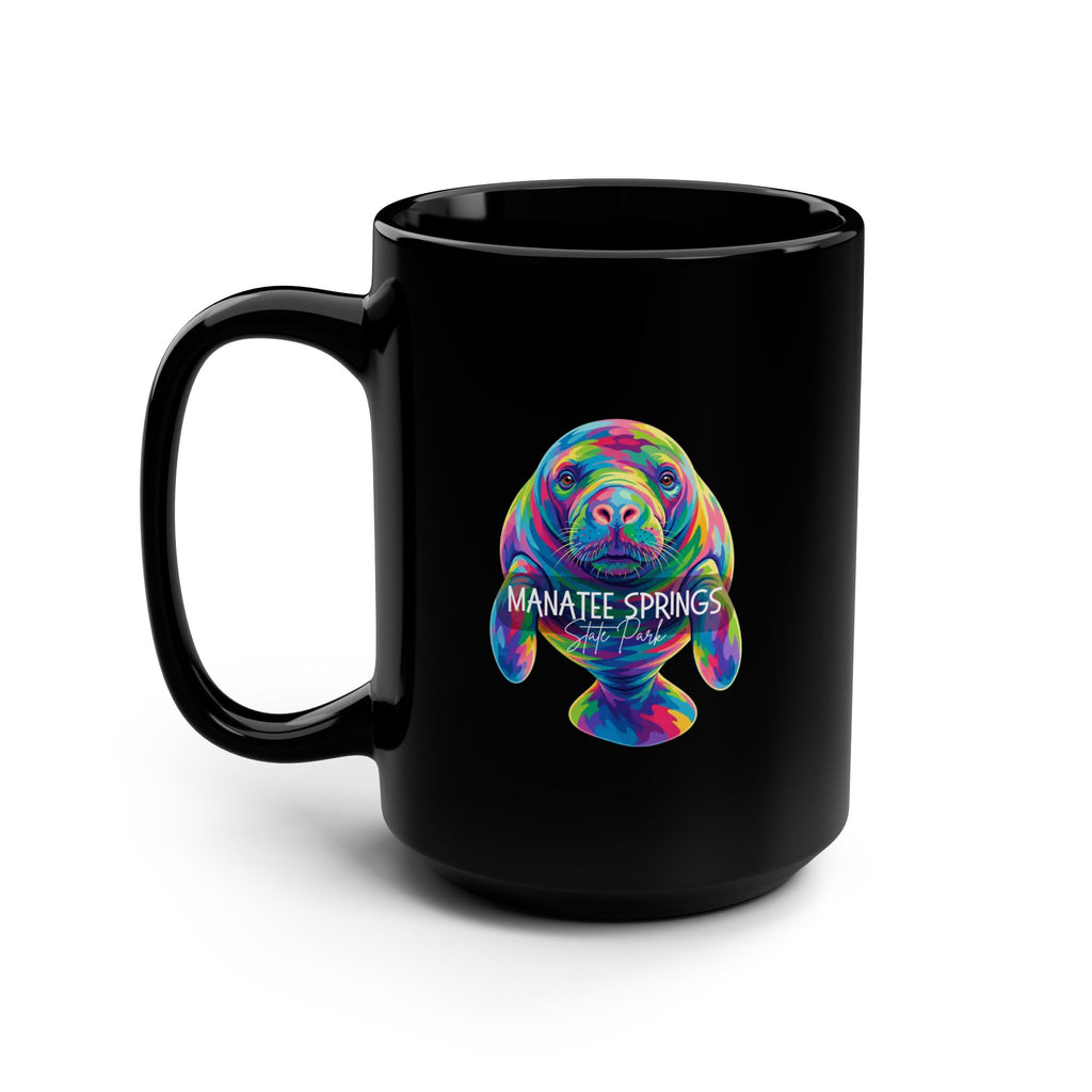 Manatee Springs Colorful Manatee 15oz Black Mug