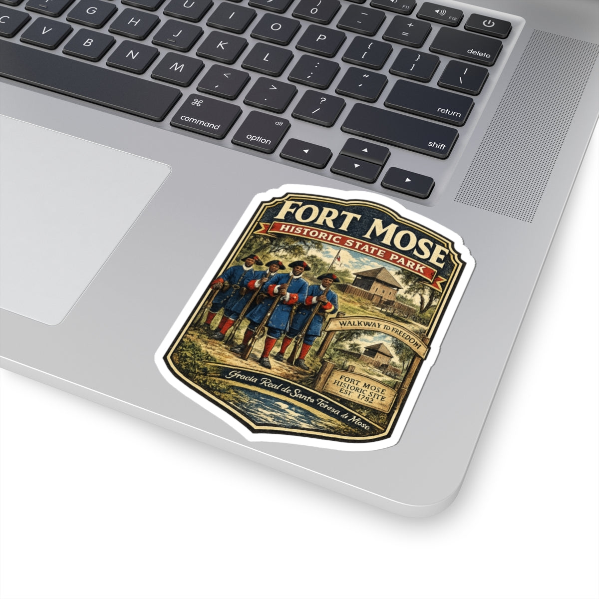 Fort Mose Historic State Park Sticker — Vintage Walkway to Freedom Kiss-Cut Sticker
