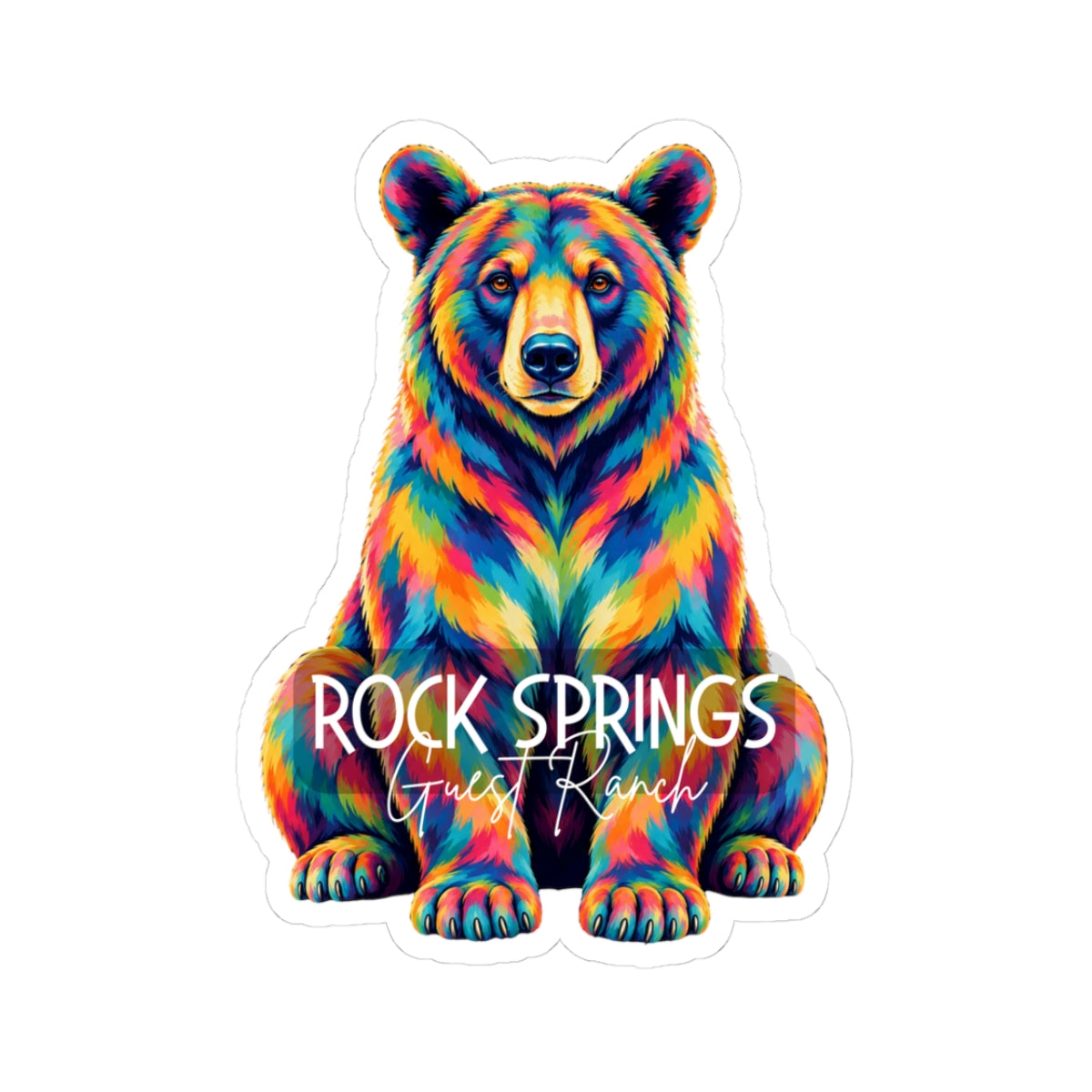 Florida Black Bear Rainbow Sticker — 'Rock Springs Guest Ranch' Kiss-Cut Vinyl