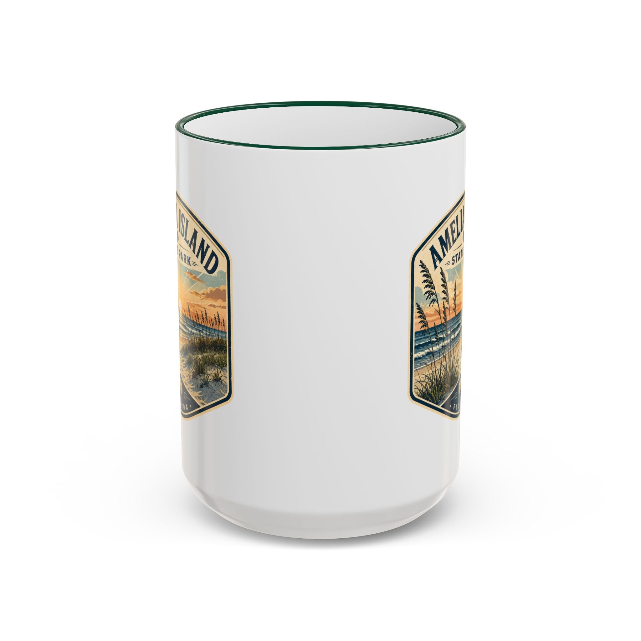 Amelia Island Vintage Mug — Accent Rim & Handle 11oz/15oz
