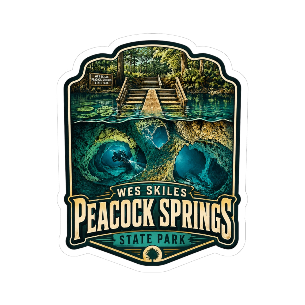 Peacock Springs State Park Sticker — Vintage Blue Spring Nature Decal