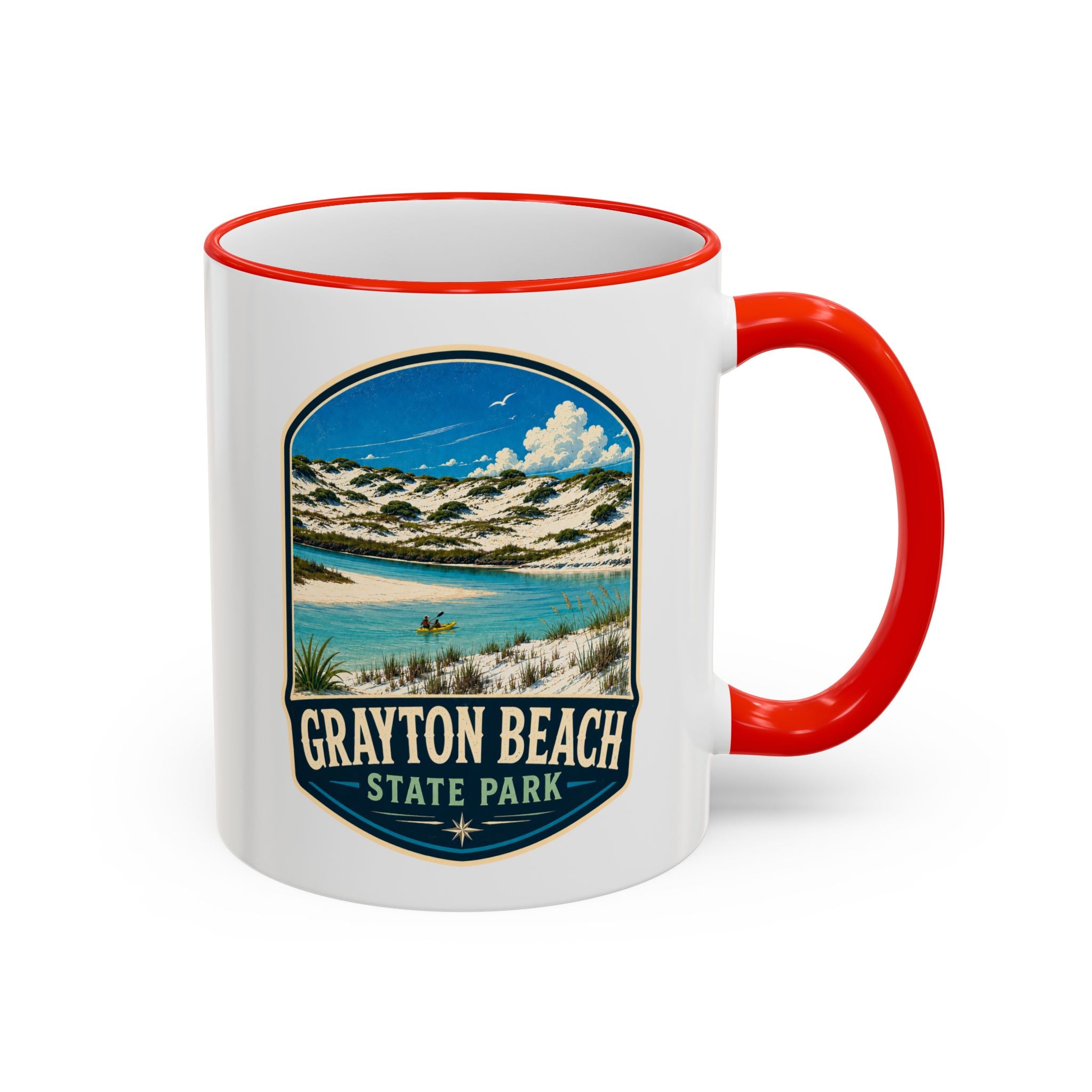 Grayton Beach Vintage Mug — Accent Rim & Handle 11oz/15oz