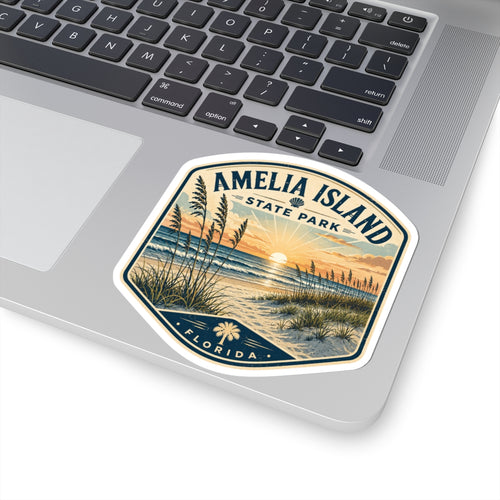 Amelia Island State Park Sunset Sticker — Vintage Beach Kiss-Cut Decal