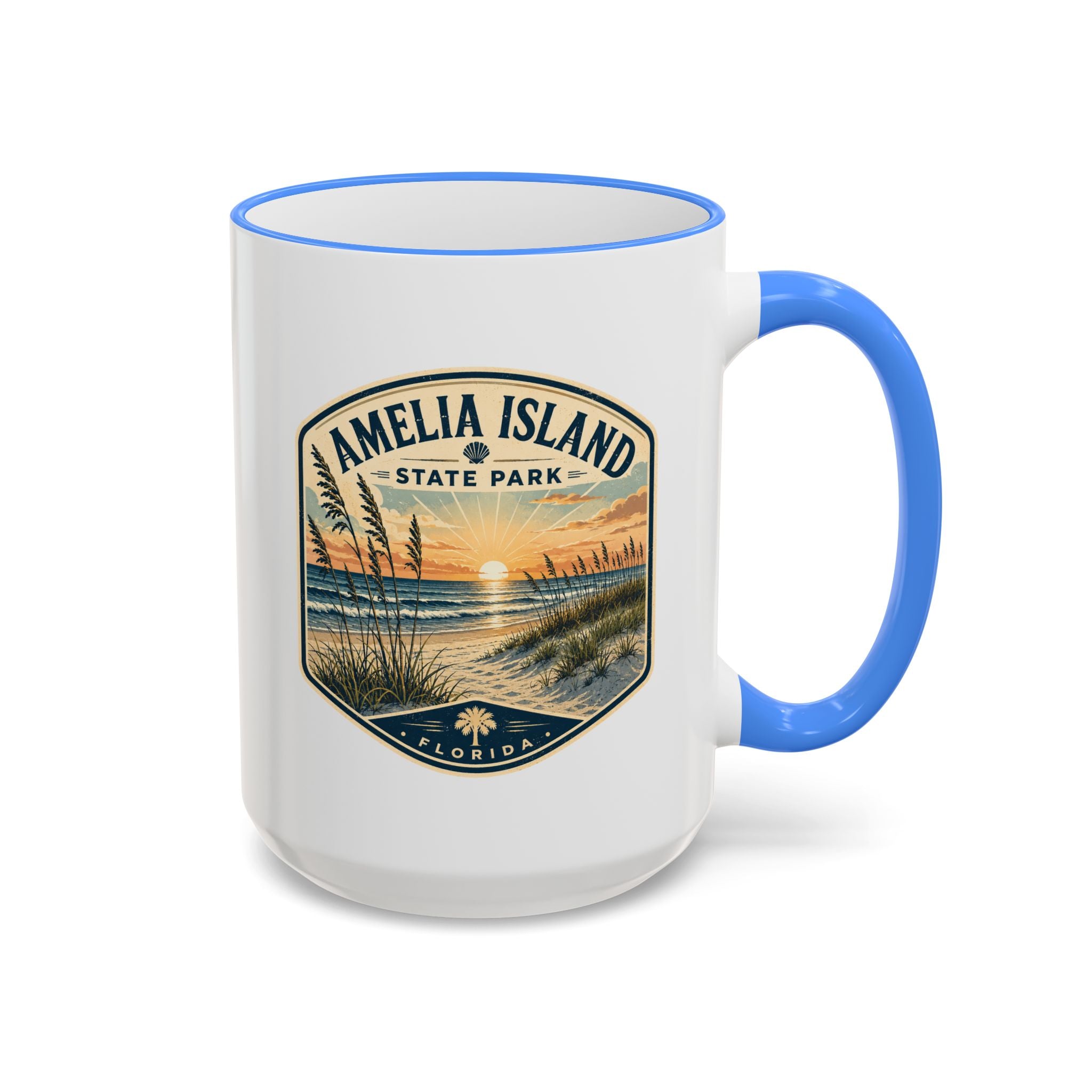 Amelia Island Vintage Mug — Accent Rim & Handle 11oz/15oz