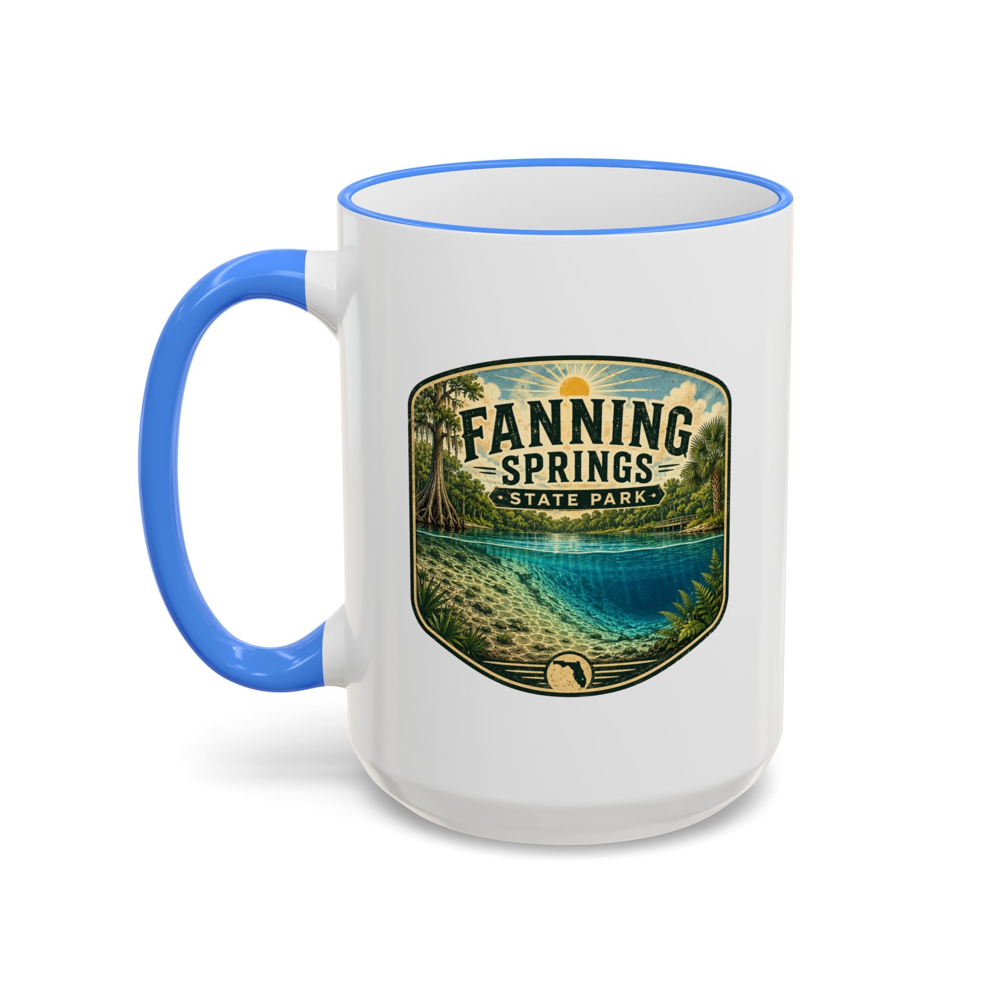 Fanning Springs Vintage Mug — Accent Rim & Handle 11oz/15oz