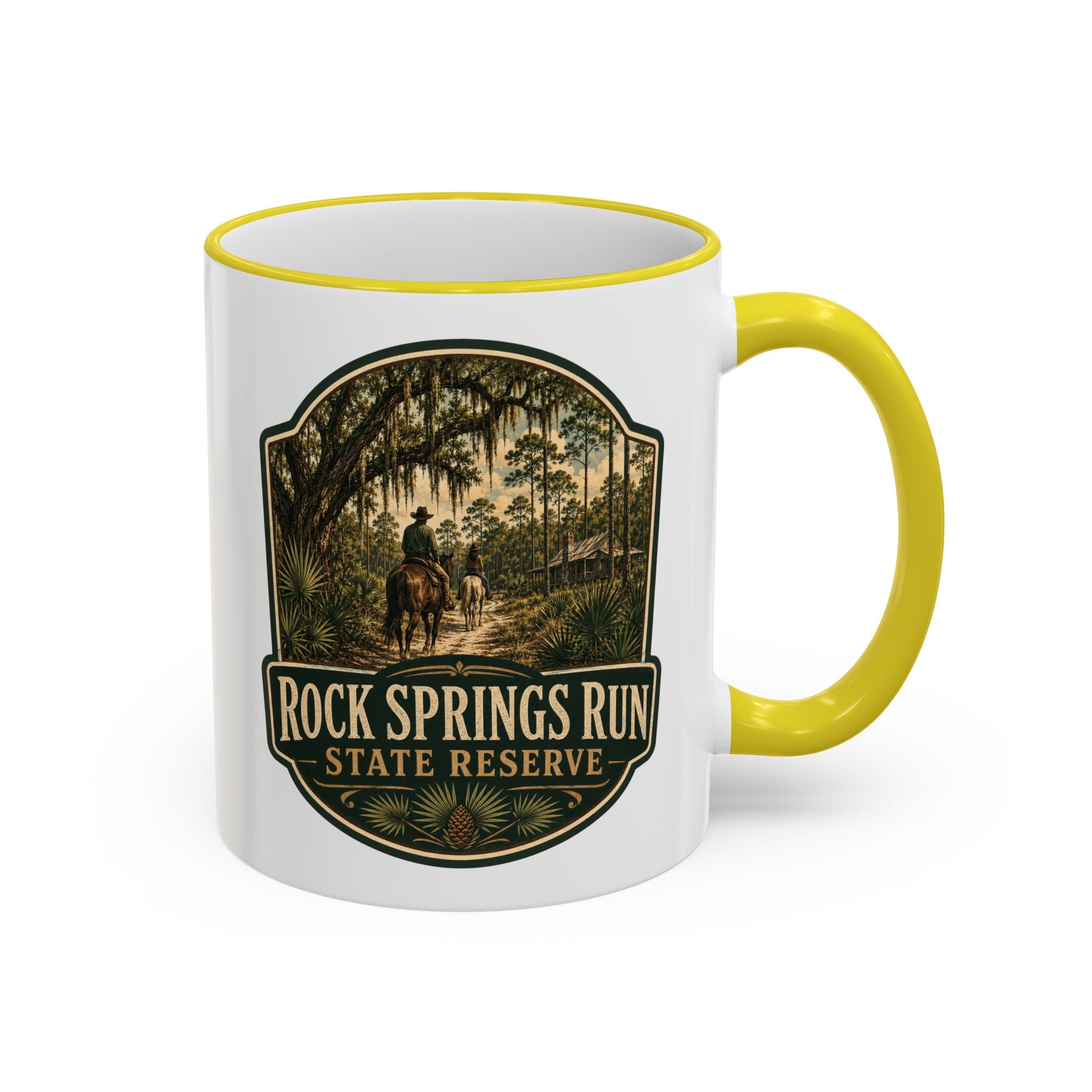 Rock Springs Run Vintage Mug — Accent Rim & Handle 11oz/15oz