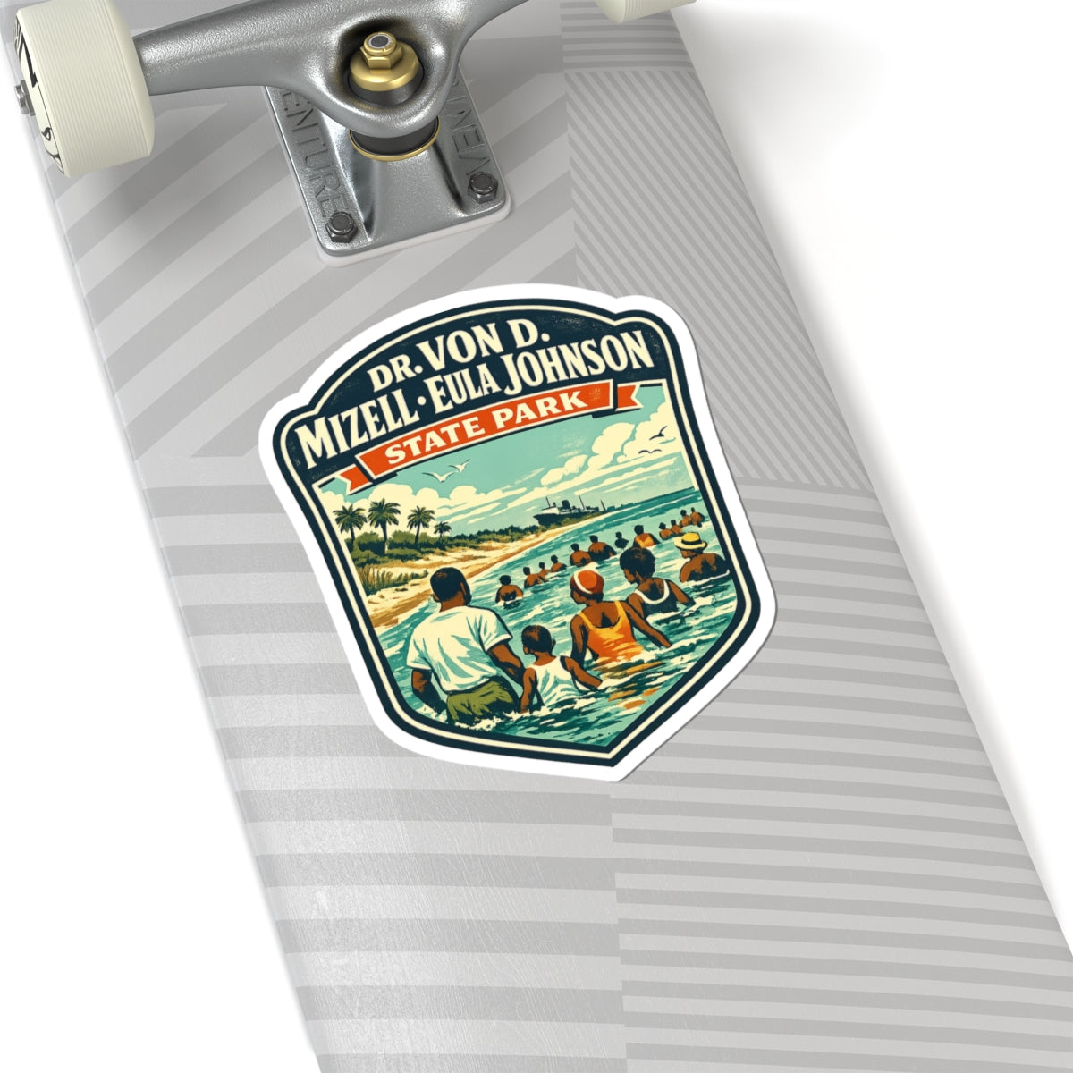 Kiss-Cut Sticker — Dr. Von D. Mizell–Eula Johnson State Park Retro Travel Badge