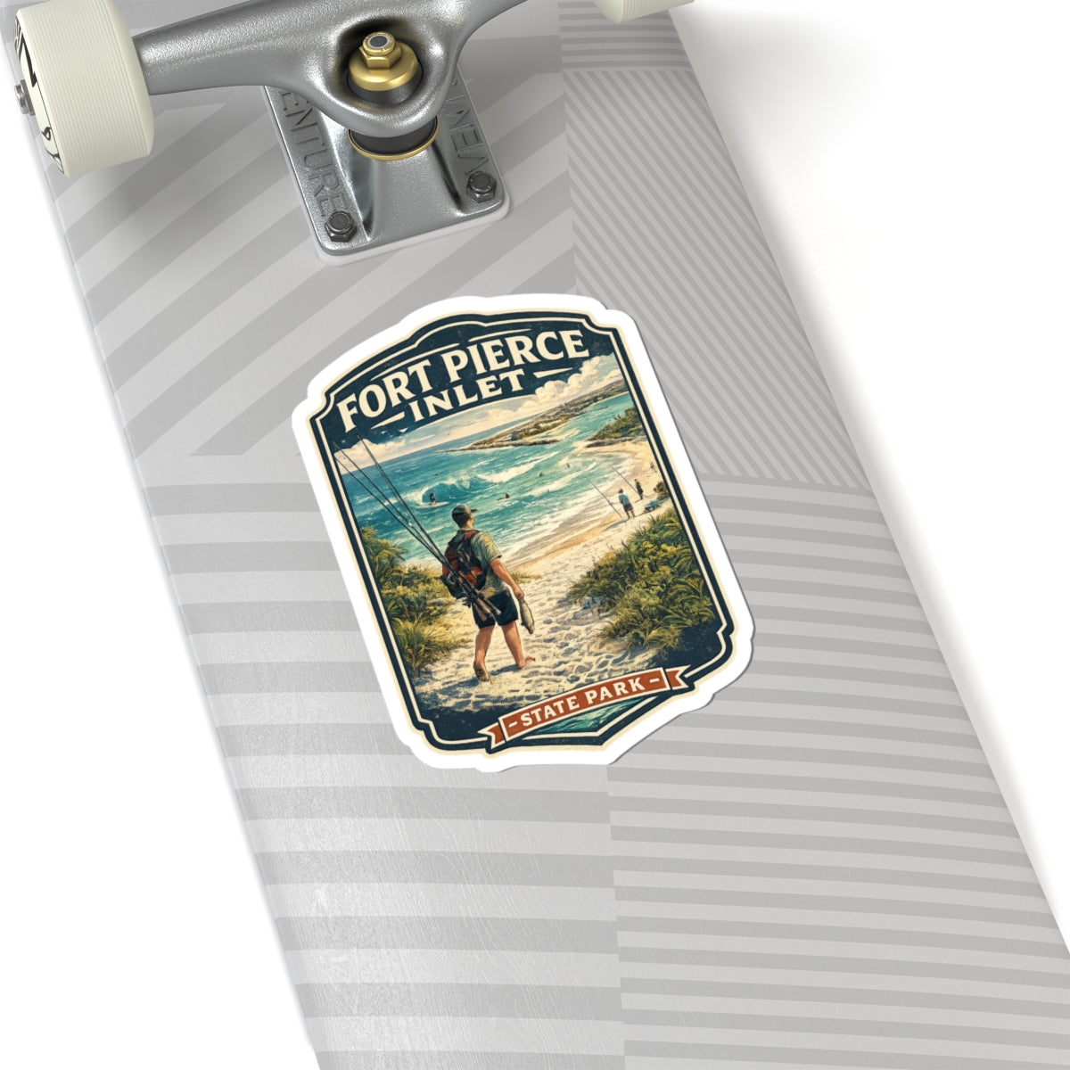 Fort Pierce Inlet State Park Kiss-Cut Sticker — Beach Fishing Vintage Travel Decal