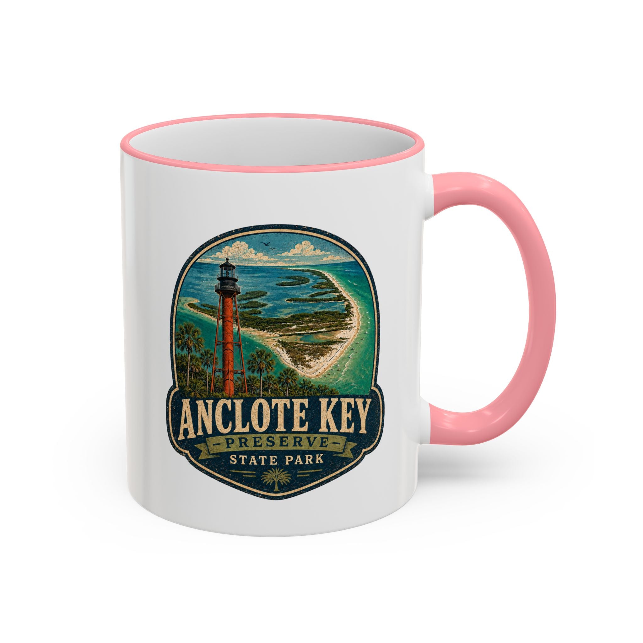 Anclote Key Vintage Mug — Accent Rim & Handle 11oz/15oz