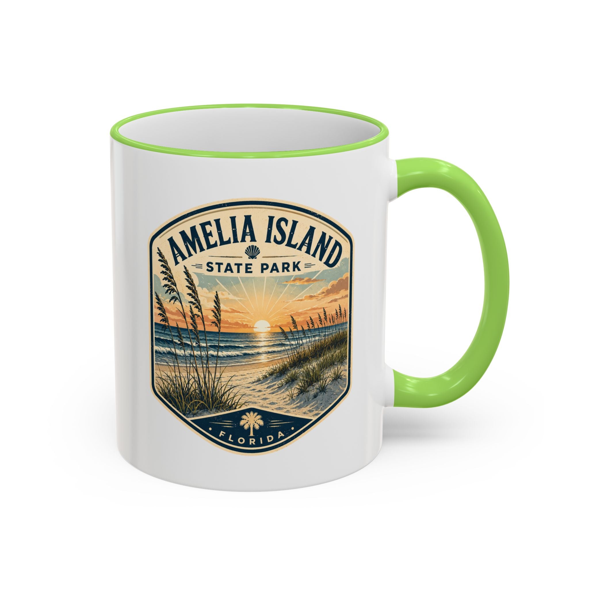 Amelia Island Vintage Mug — Accent Rim & Handle 11oz/15oz